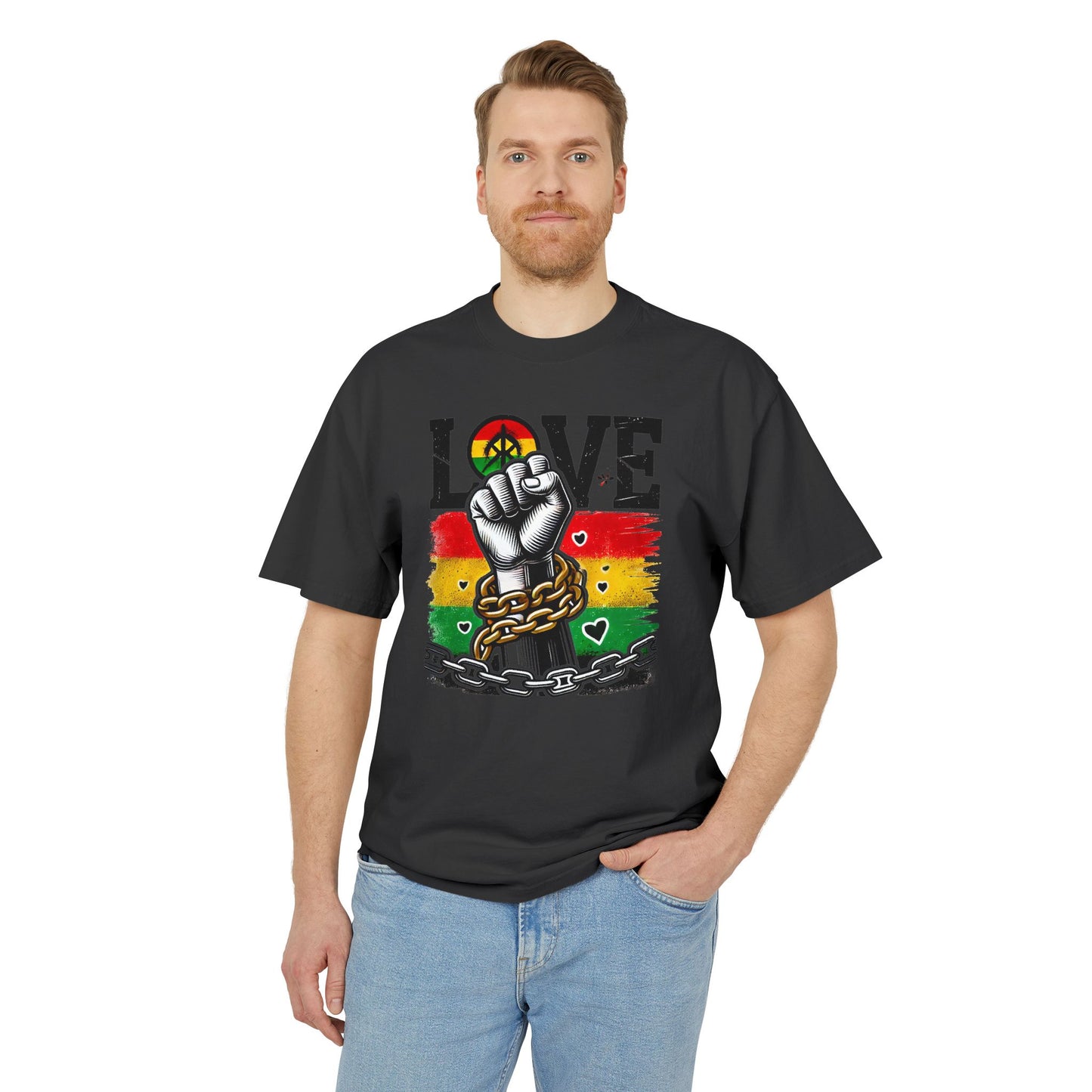 Unisex Graphic T-Shirt - Love Fist Design, Casual Tee, Statement T-Shirt, Gift for Activists, Vintage Style Clothing