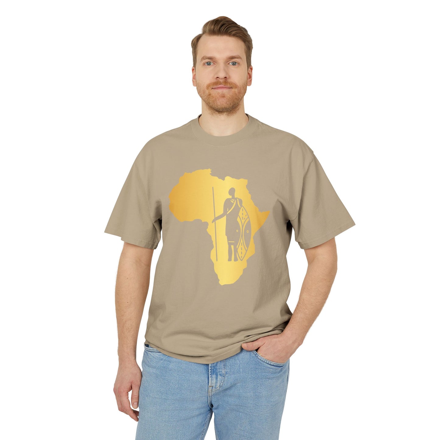 Golden Africa Graphic Tee, Unisex T-Shirt, African Pride Shirt, Casual Wear, Gift for Travelers, Adventure Apparel