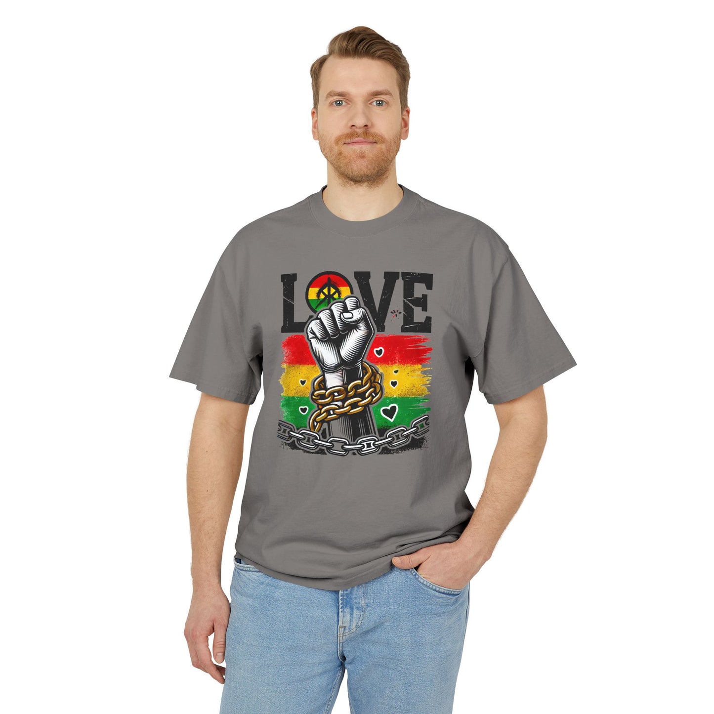 Unisex Graphic T-Shirt - Love Fist Design, Casual Tee, Statement T-Shirt, Gift for Activists, Vintage Style Clothing