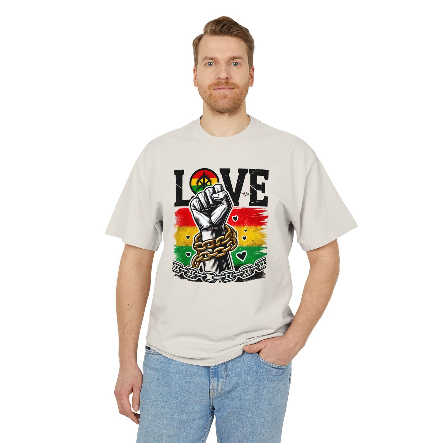 Unisex Graphic T-Shirt - Love Fist Design, Casual Tee, Statement T-Shirt, Gift for Activists, Vintage Style Clothing