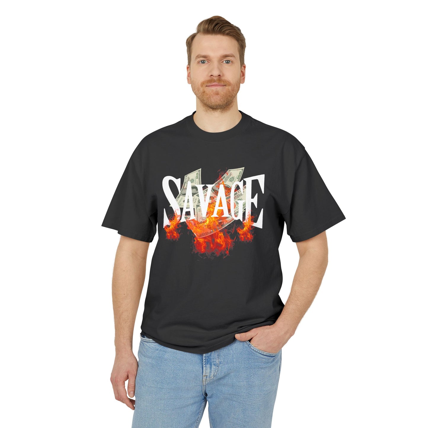 Savage Vibes Unisex Heavy Faded Tee | Trendy Graphic Shirt for Casual Wear, Street Style, Gift for Him/Her