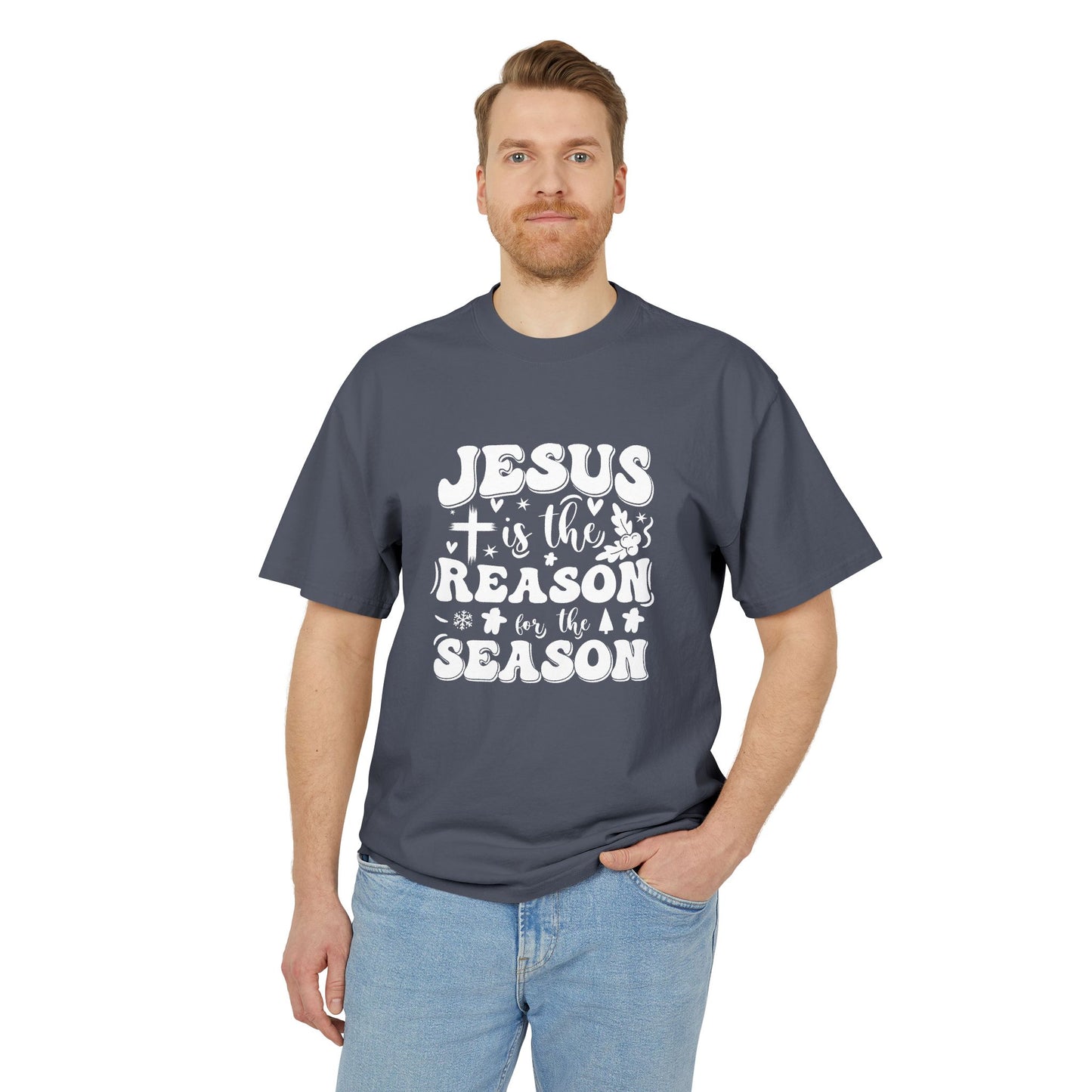 Jesus is the Reason Unisex Heavy Faded Tee, Christian T-Shirt, Holiday Apparel, Faith-Based Gift, Casual Wear