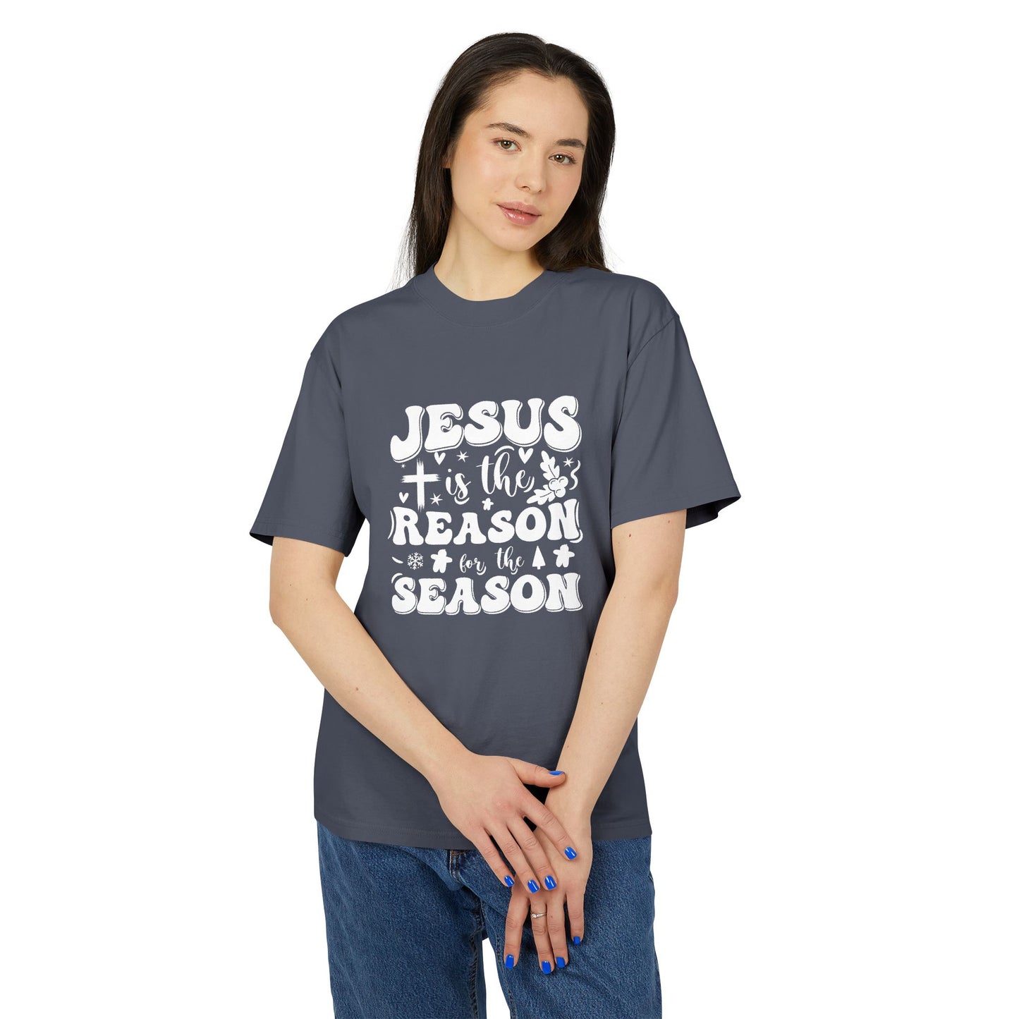 Jesus is the Reason Unisex Heavy Faded Tee, Christian T-Shirt, Holiday Apparel, Faith-Based Gift, Casual Wear