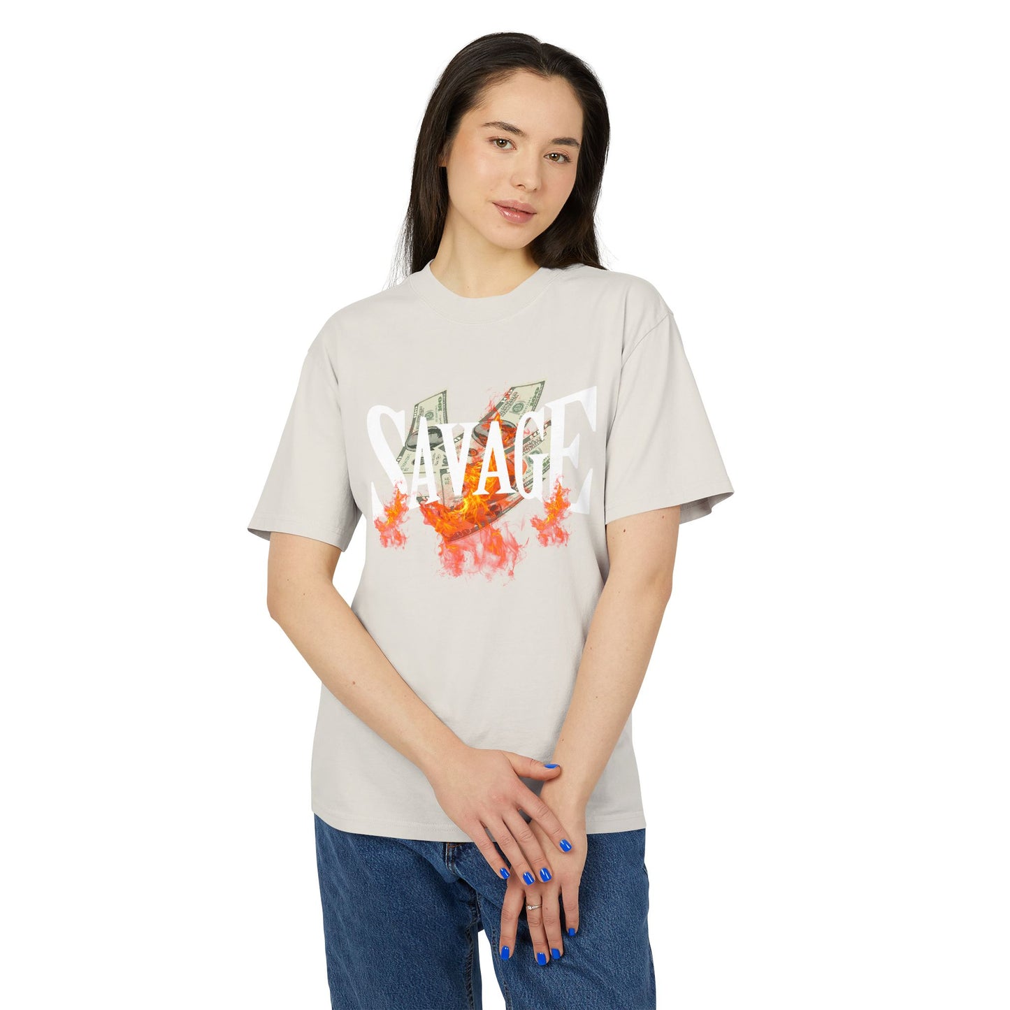 Savage Vibes Unisex Heavy Faded Tee | Trendy Graphic Shirt for Casual Wear, Street Style, Gift for Him/Her