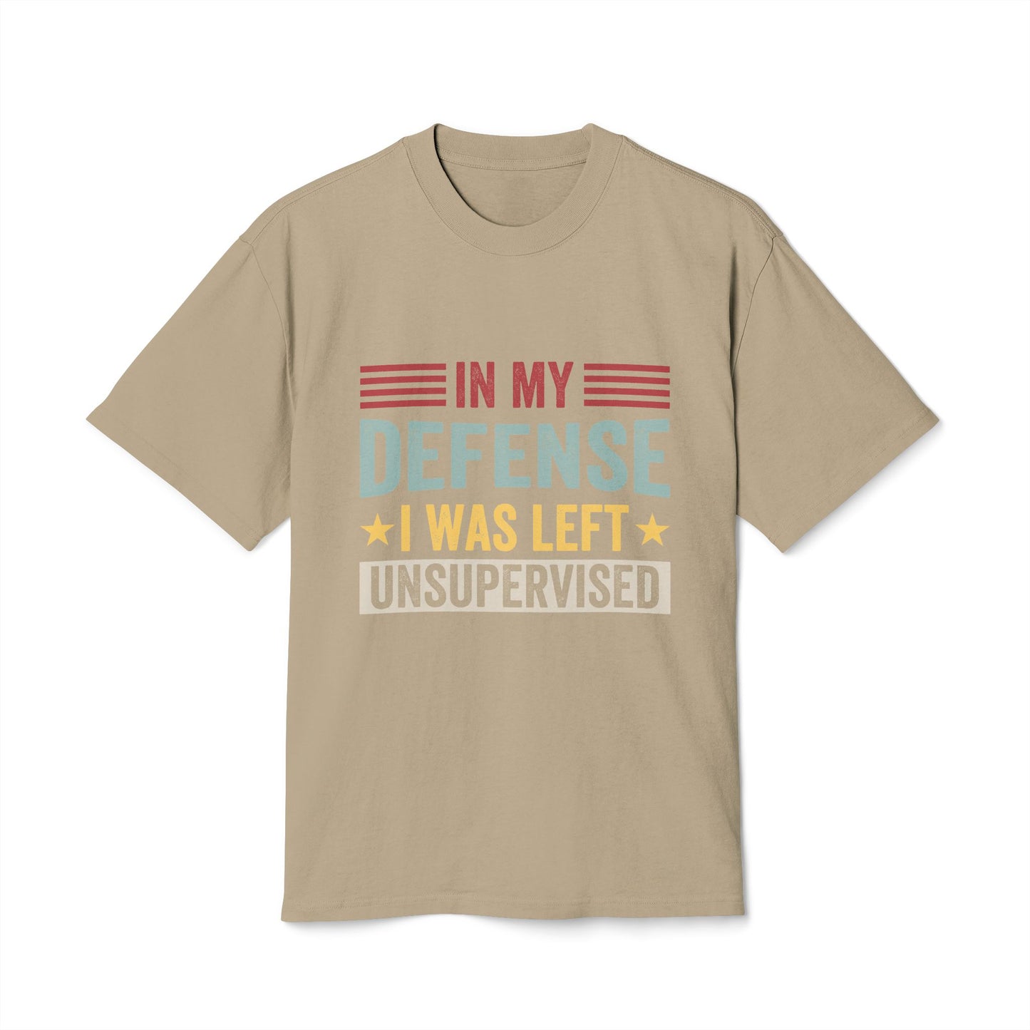Unisex Faded Humor Tee – IN MY DEFENSE I WAS LEFT UNSUPERVISED Funny Quote Shirt
