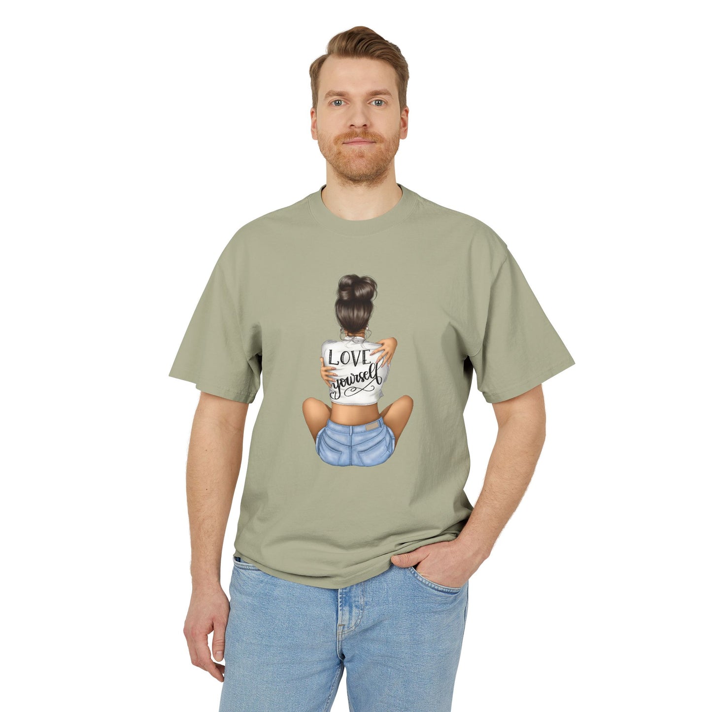 Love Yourself Unisex Heavy Faded Tee, Casual T-Shirt, Self-Love Gift, Motivational Apparel, Everyday Wear, Summer Casual Top