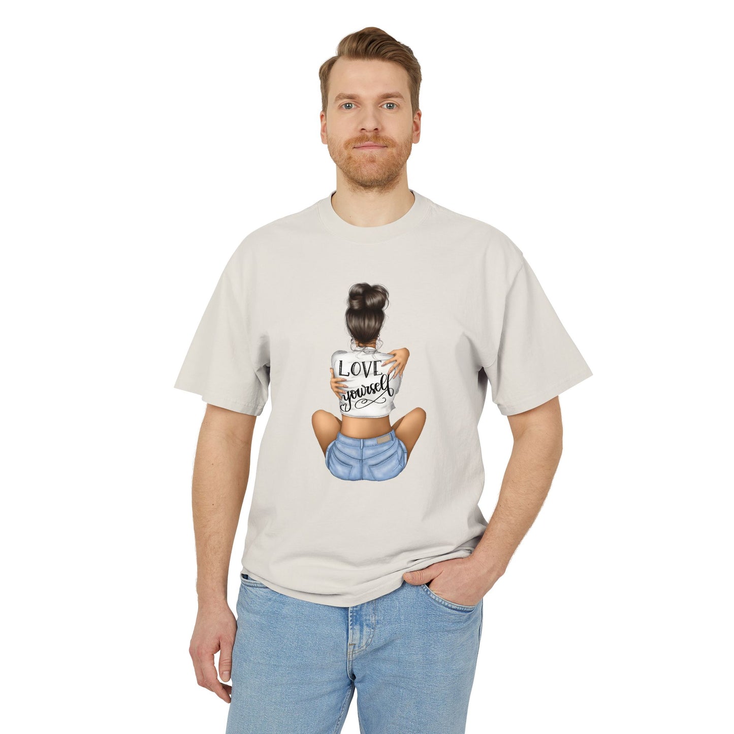 Love Yourself Unisex Heavy Faded Tee, Casual T-Shirt, Self-Love Gift, Motivational Apparel, Everyday Wear, Summer Casual Top