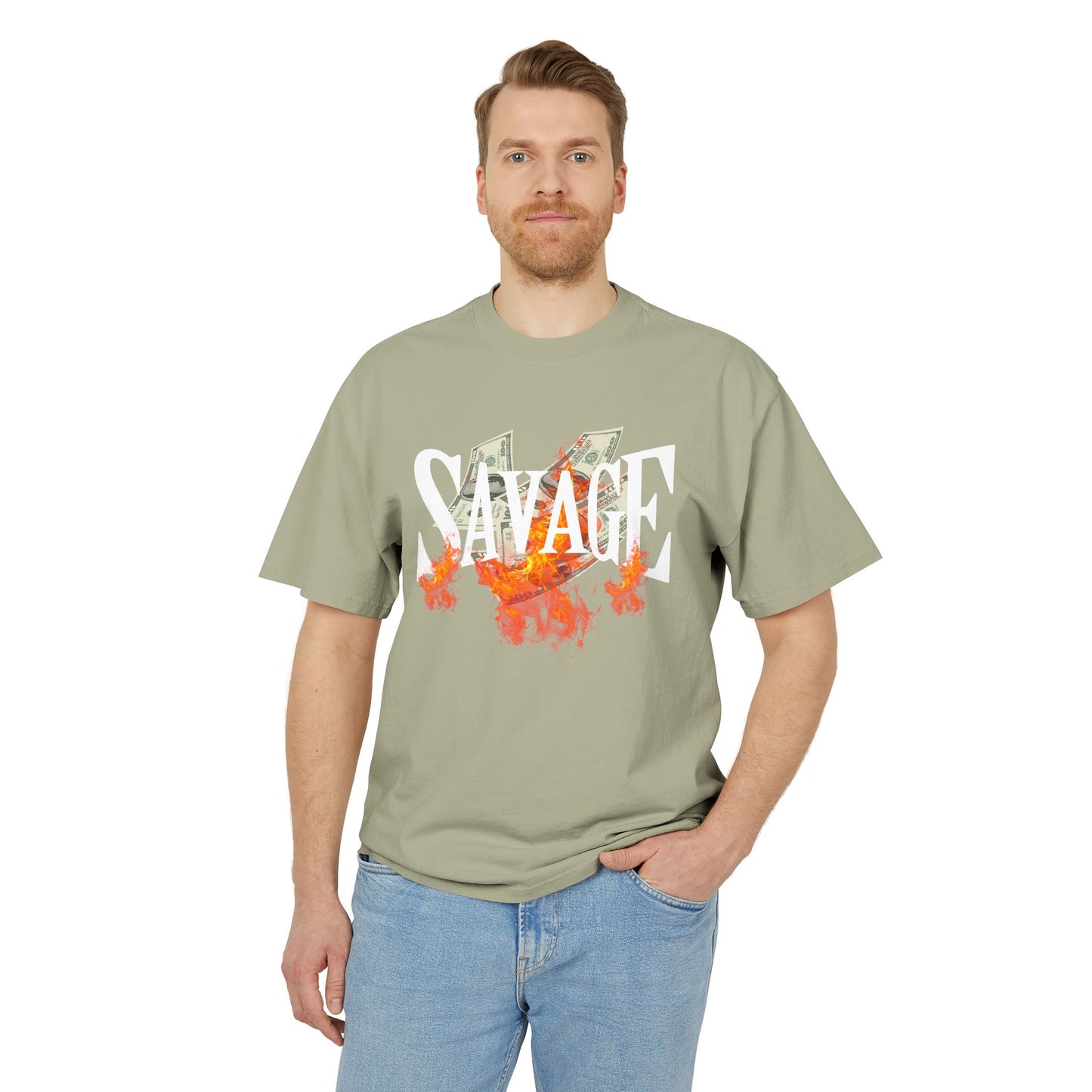 Savage Vibes Unisex Heavy Faded Tee | Trendy Graphic Shirt for Casual Wear, Street Style, Gift for Him/Her