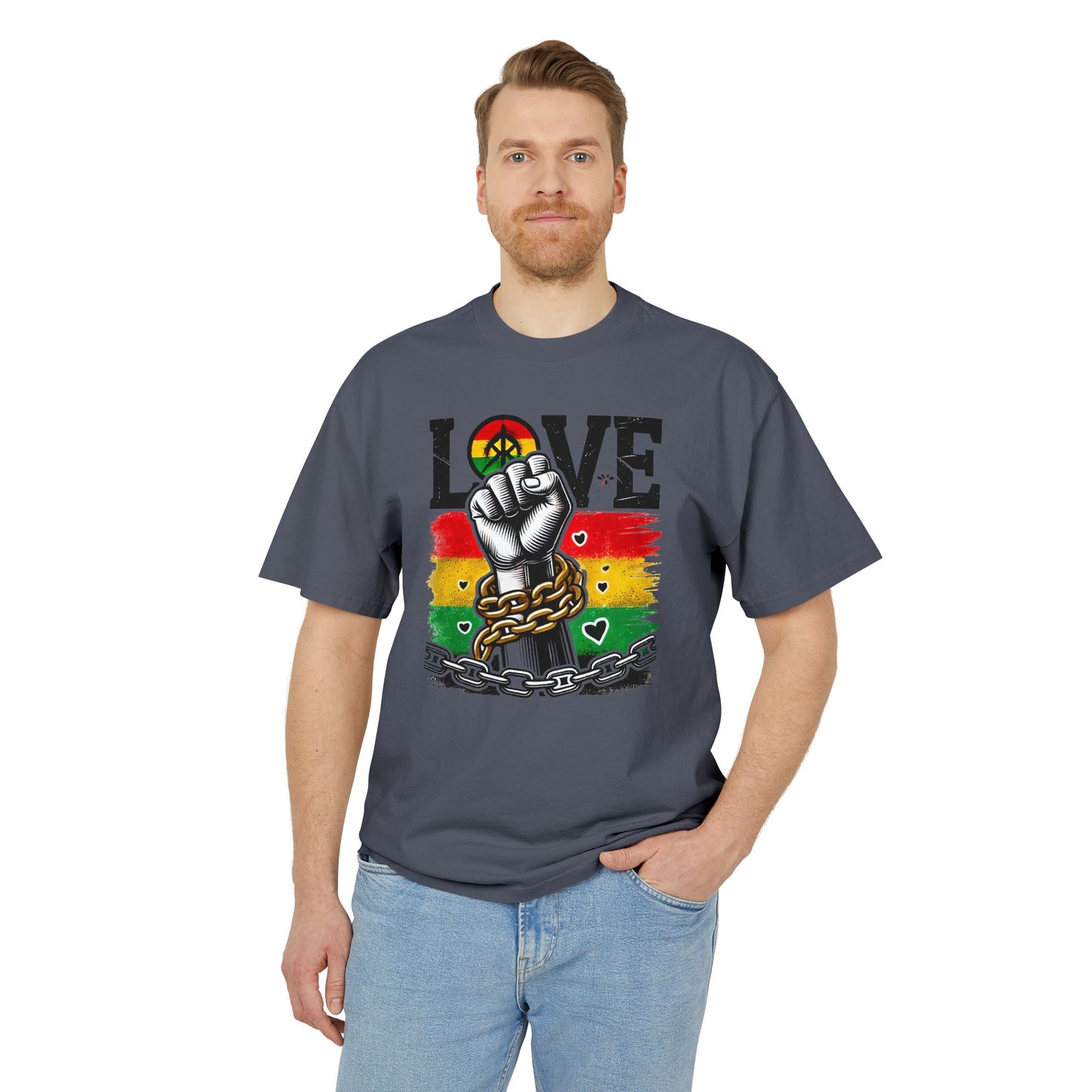 Unisex Graphic T-Shirt - Love Fist Design, Casual Tee, Statement T-Shirt, Gift for Activists, Vintage Style Clothing