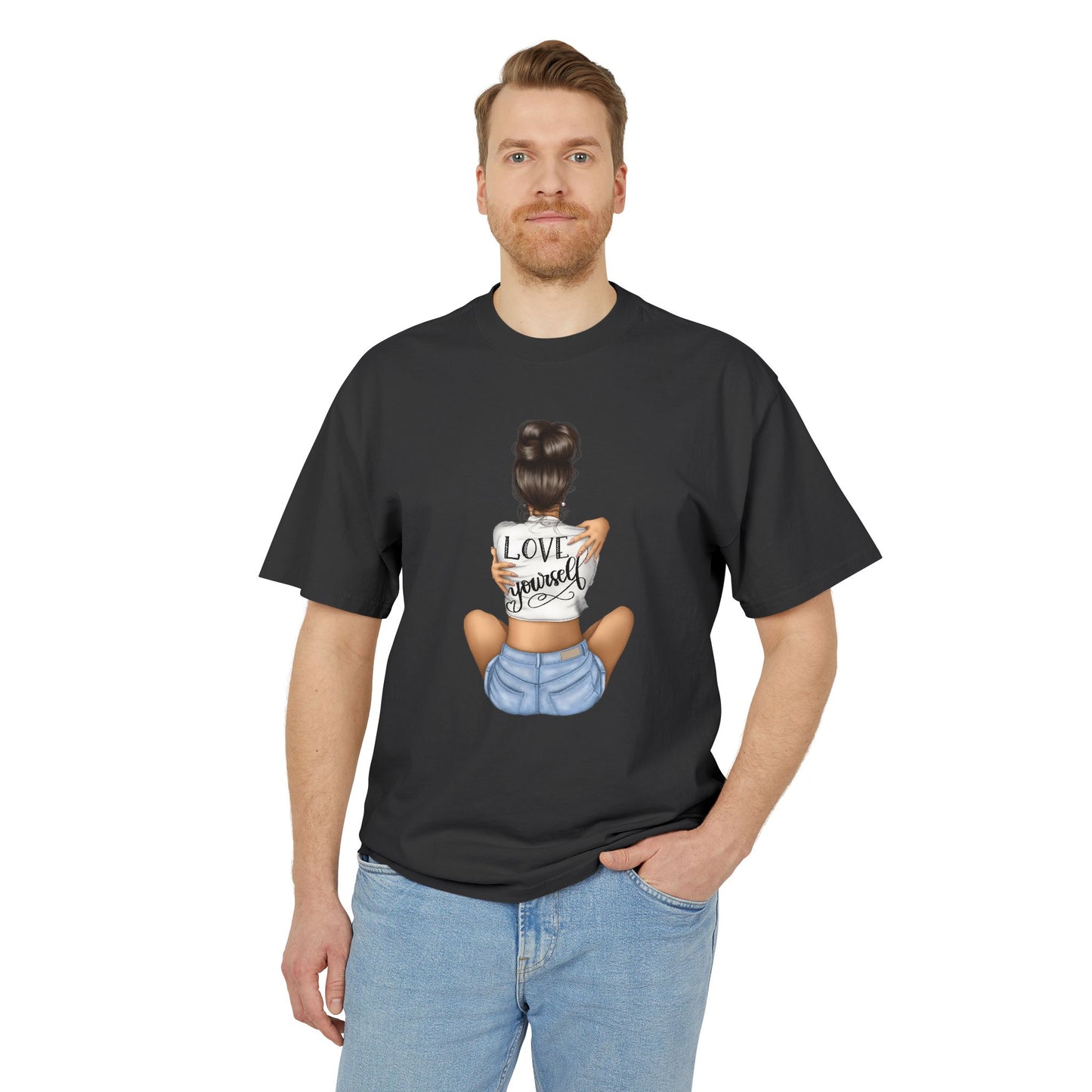 Love Yourself Unisex Heavy Faded Tee, Casual T-Shirt, Self-Love Gift, Motivational Apparel, Everyday Wear, Summer Casual Top