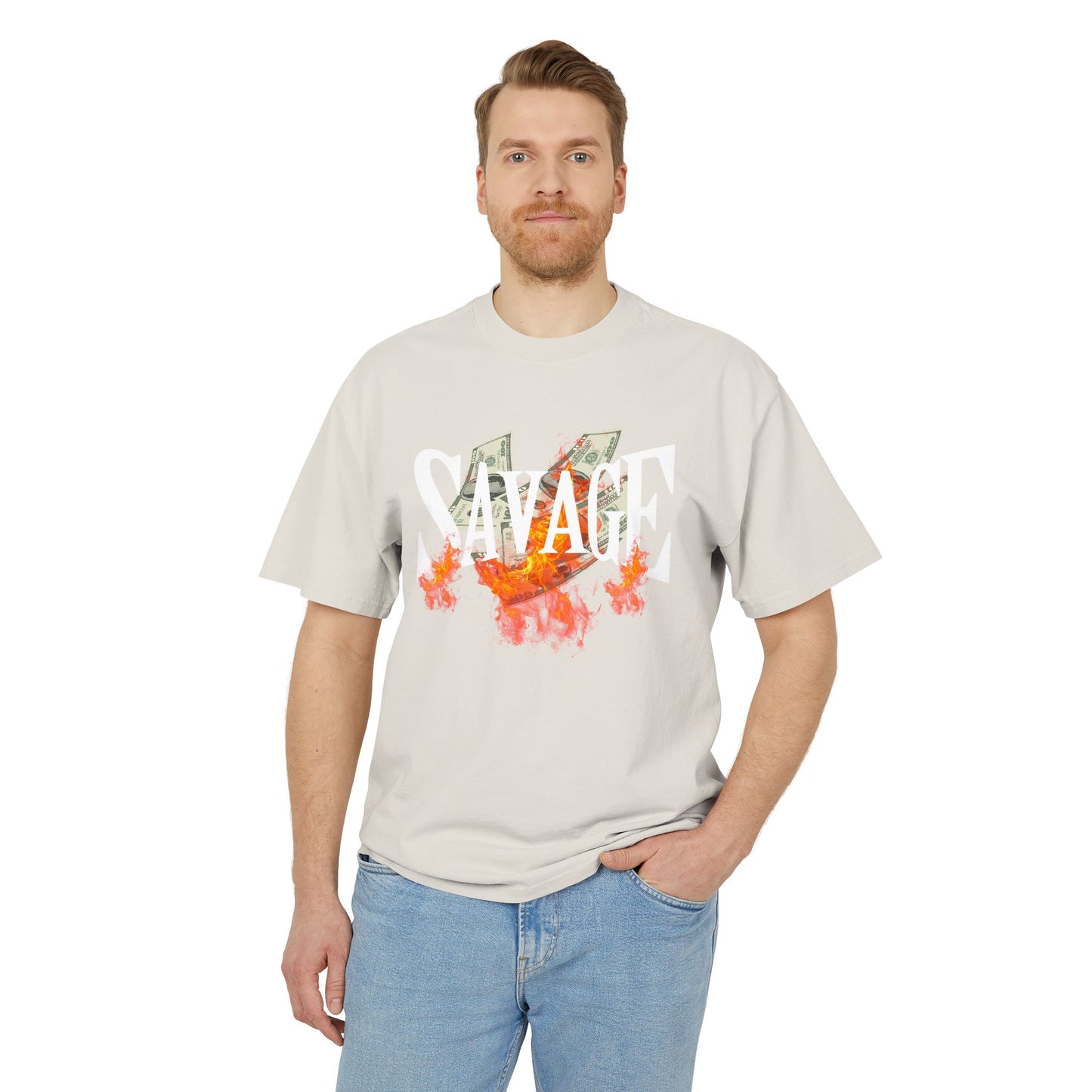 Savage Vibes Unisex Heavy Faded Tee | Trendy Graphic Shirt for Casual Wear, Street Style, Gift for Him/Her