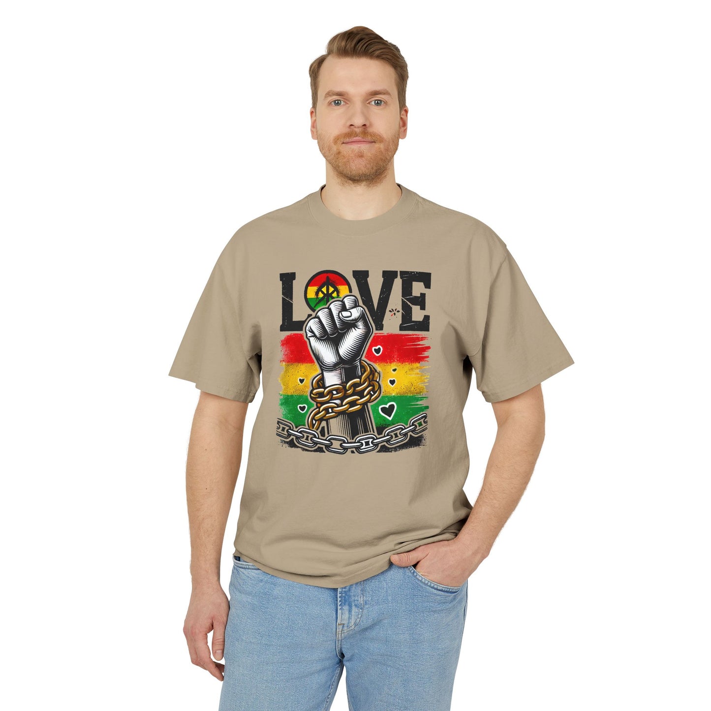 Unisex Graphic T-Shirt - Love Fist Design, Casual Tee, Statement T-Shirt, Gift for Activists, Vintage Style Clothing