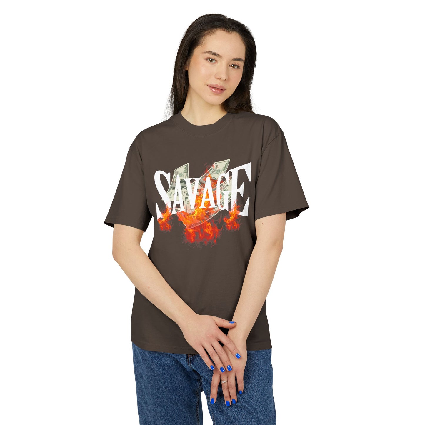 Savage Vibes Unisex Heavy Faded Tee | Trendy Graphic Shirt for Casual Wear, Street Style, Gift for Him/Her