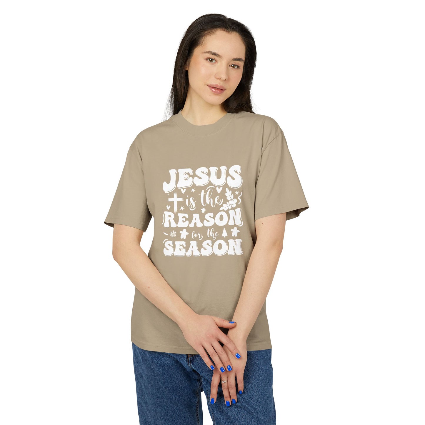 Jesus is the Reason Unisex Heavy Faded Tee, Christian T-Shirt, Holiday Apparel, Faith-Based Gift, Casual Wear
