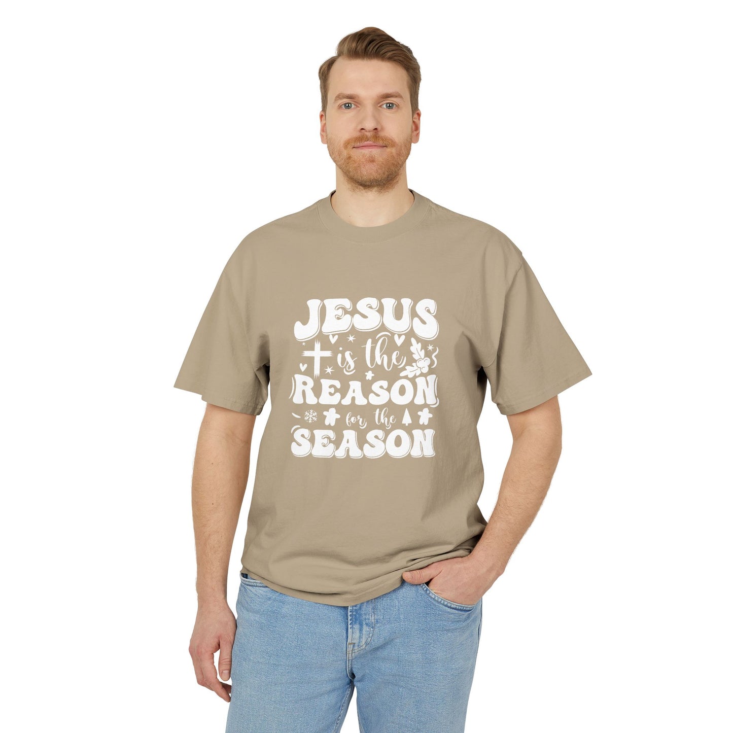 Jesus is the Reason Unisex Heavy Faded Tee, Christian T-Shirt, Holiday Apparel, Faith-Based Gift, Casual Wear