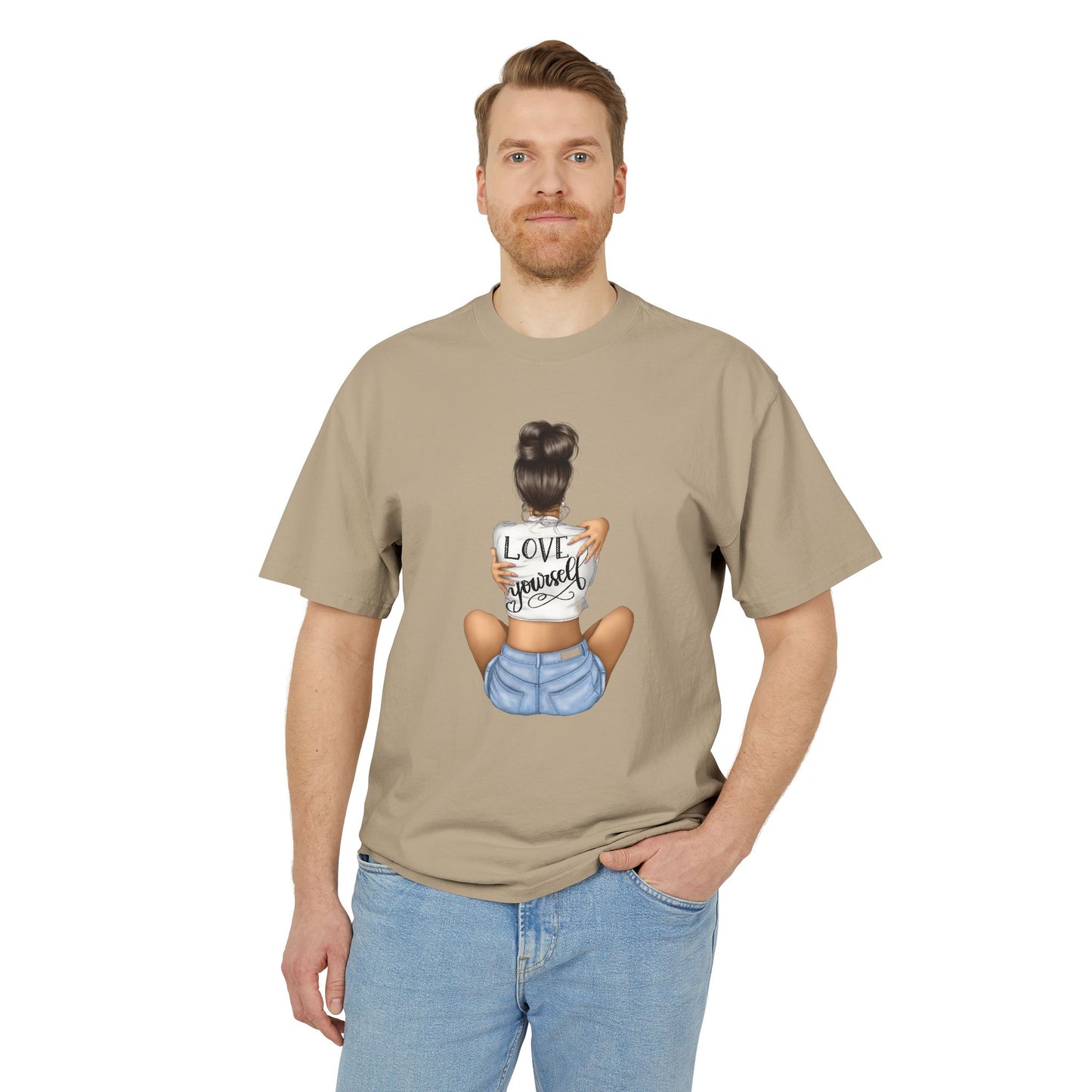 Love Yourself Unisex Heavy Faded Tee, Casual T-Shirt, Self-Love Gift, Motivational Apparel, Everyday Wear, Summer Casual Top