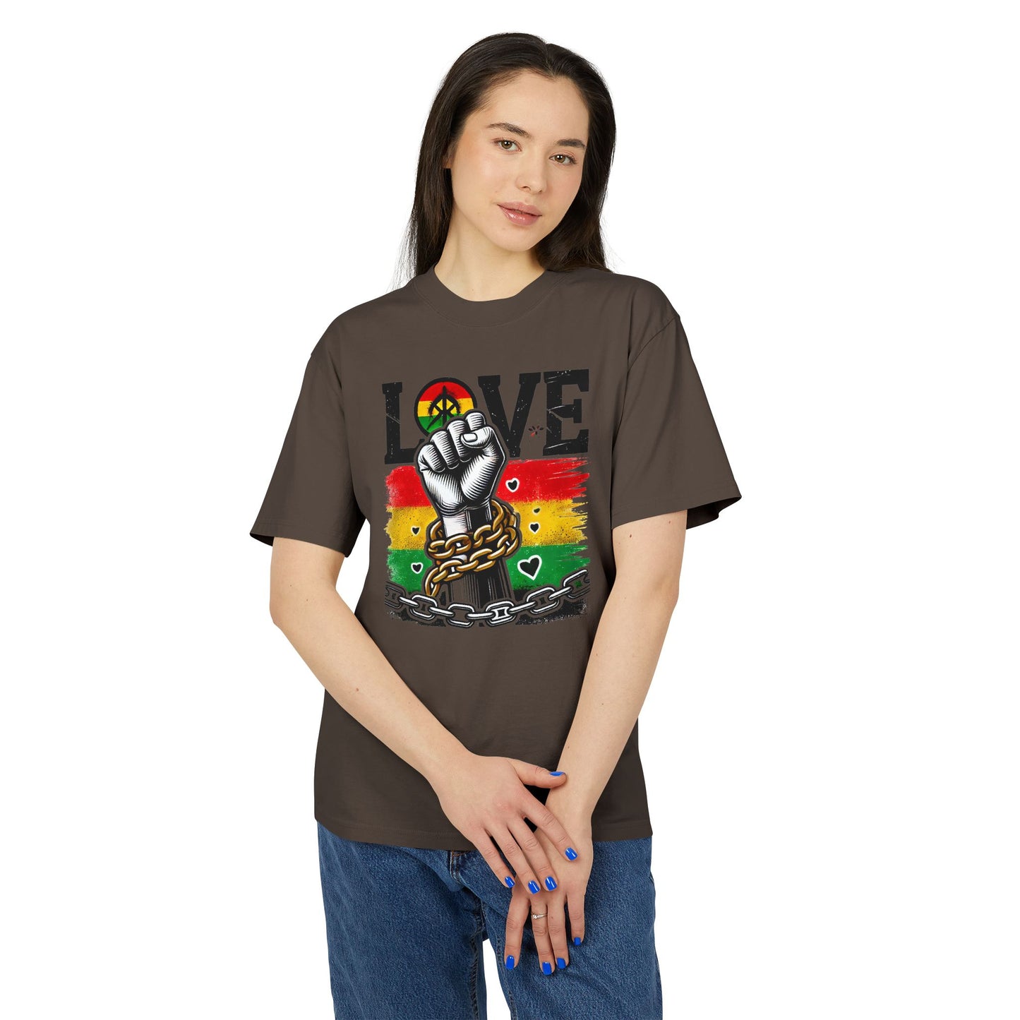 Unisex Graphic T-Shirt - Love Fist Design, Casual Tee, Statement T-Shirt, Gift for Activists, Vintage Style Clothing