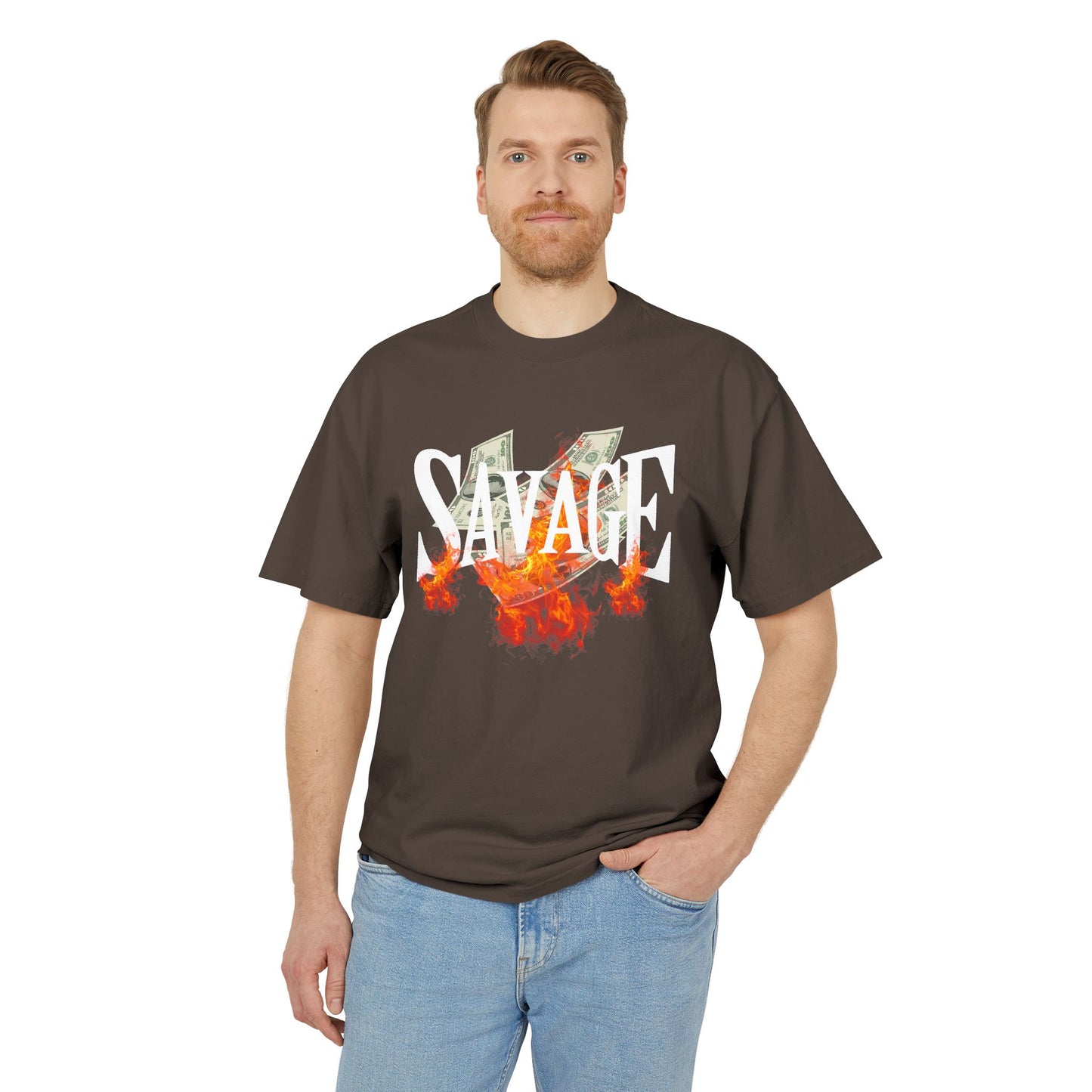 Savage Vibes Unisex Heavy Faded Tee | Trendy Graphic Shirt for Casual Wear, Street Style, Gift for Him/Her