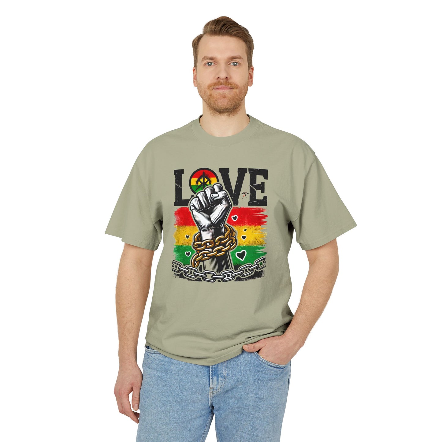 Unisex Graphic T-Shirt - Love Fist Design, Casual Tee, Statement T-Shirt, Gift for Activists, Vintage Style Clothing