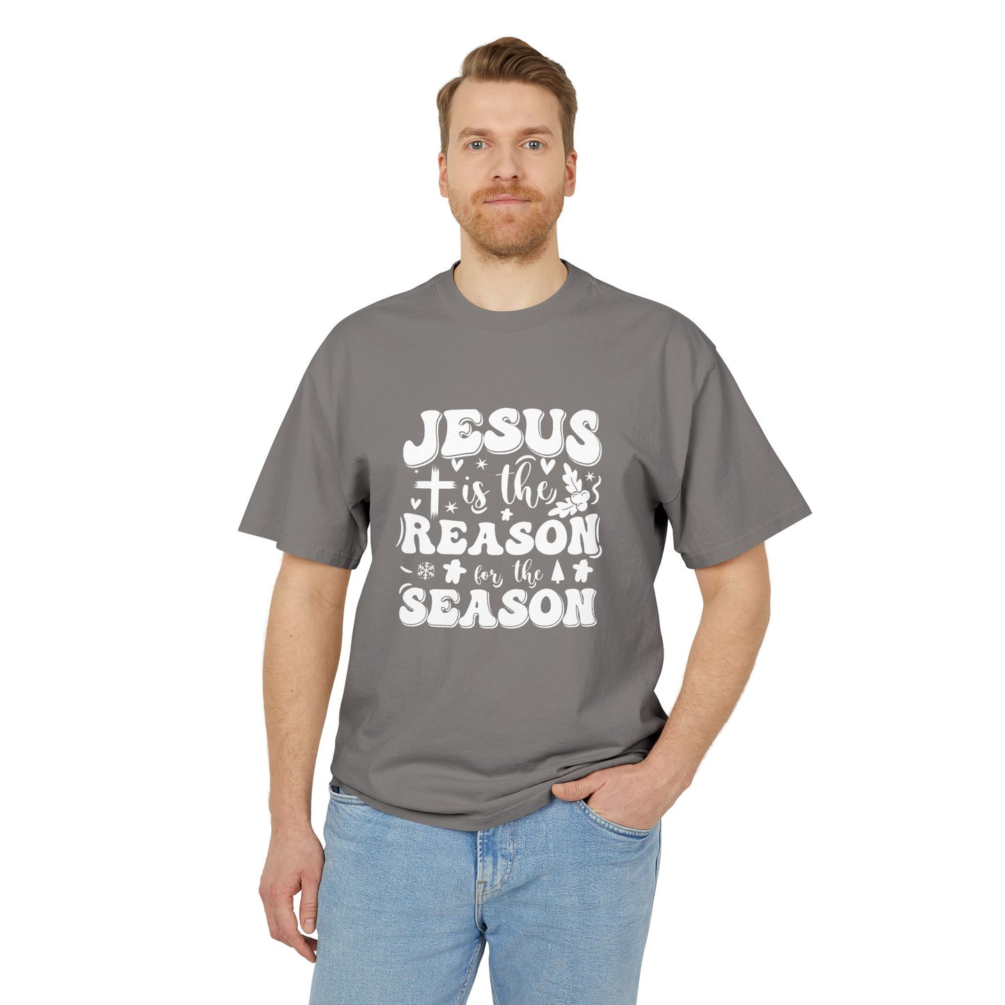 Jesus is the Reason Unisex Heavy Faded Tee, Christian T-Shirt, Holiday Apparel, Faith-Based Gift, Casual Wear