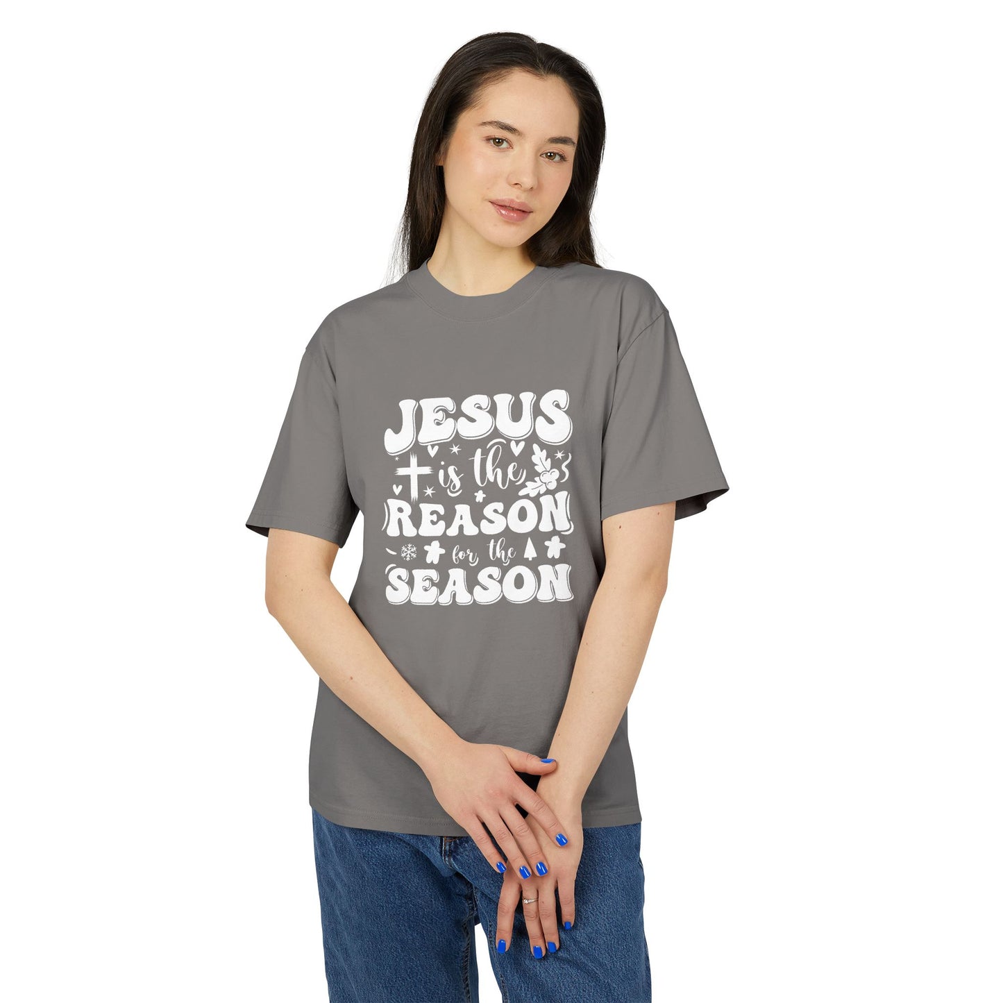 Jesus is the Reason Unisex Heavy Faded Tee, Christian T-Shirt, Holiday Apparel, Faith-Based Gift, Casual Wear