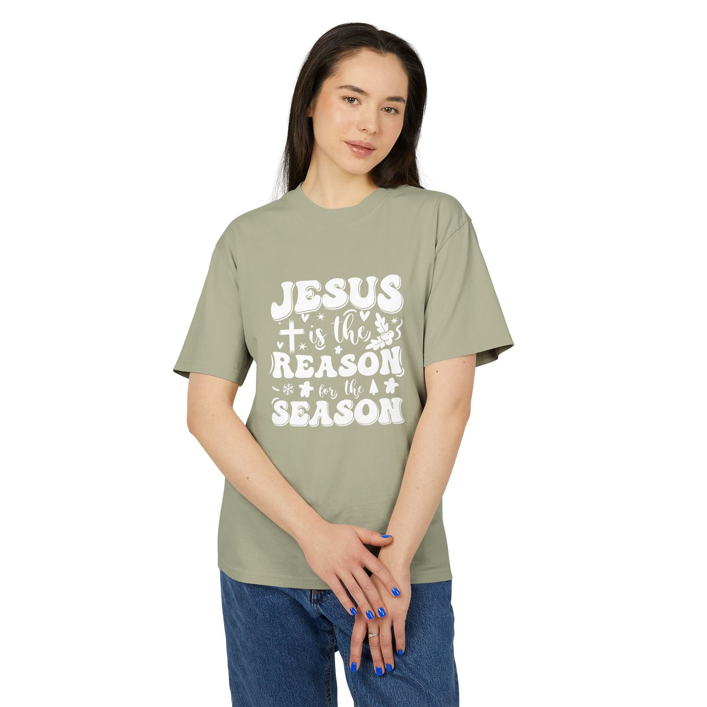 Jesus is the Reason Unisex Heavy Faded Tee, Christian T-Shirt, Holiday Apparel, Faith-Based Gift, Casual Wear