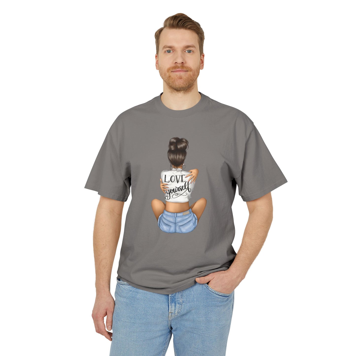 Love Yourself Unisex Heavy Faded Tee, Casual T-Shirt, Self-Love Gift, Motivational Apparel, Everyday Wear, Summer Casual Top
