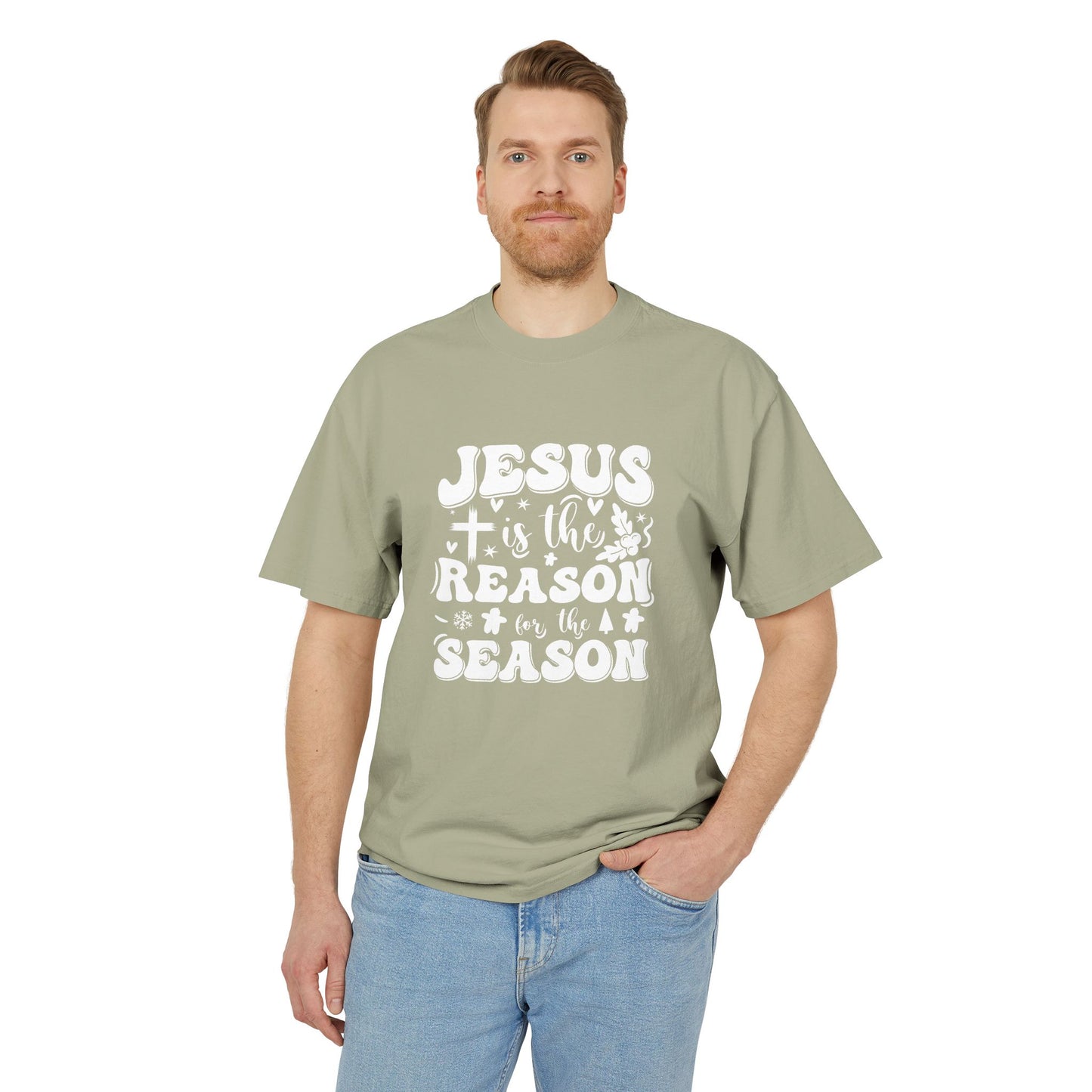 Jesus is the Reason Unisex Heavy Faded Tee, Christian T-Shirt, Holiday Apparel, Faith-Based Gift, Casual Wear
