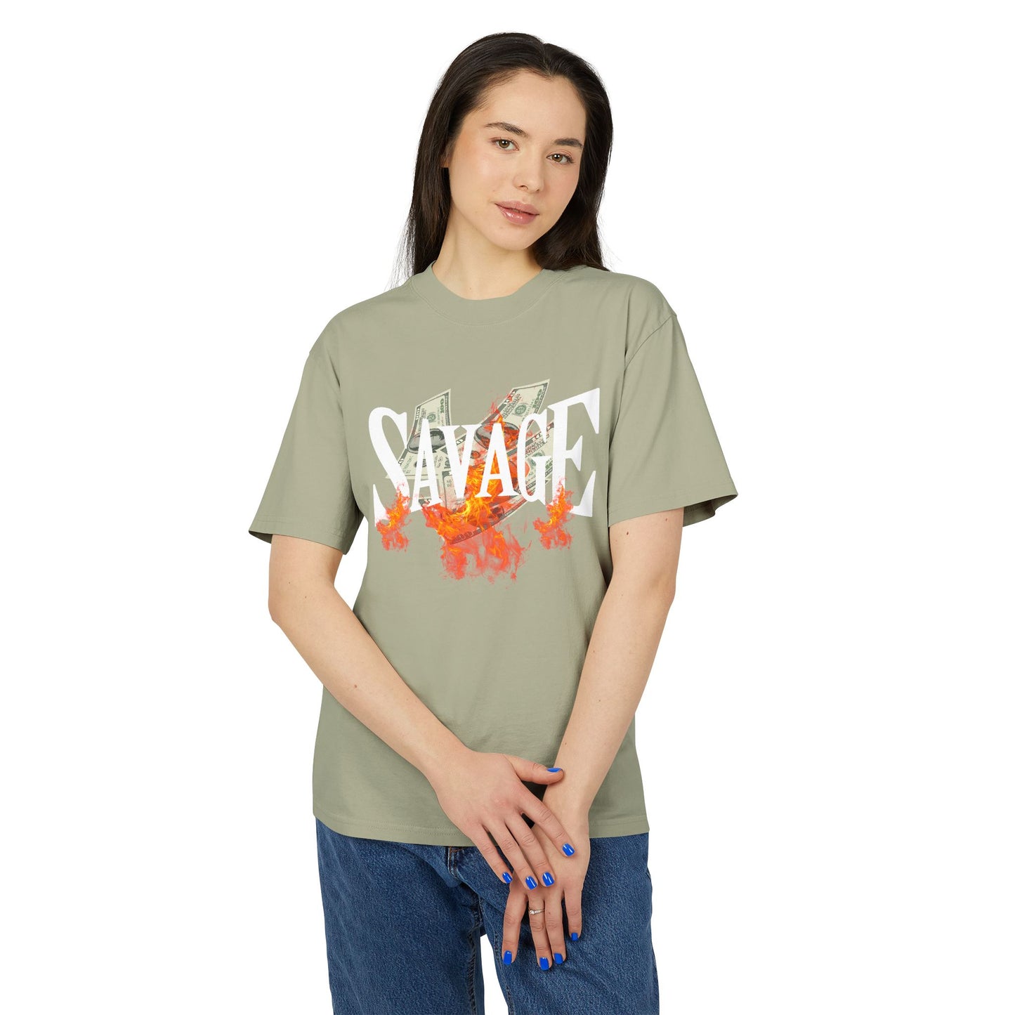 Savage Vibes Unisex Heavy Faded Tee | Trendy Graphic Shirt for Casual Wear, Street Style, Gift for Him/Her
