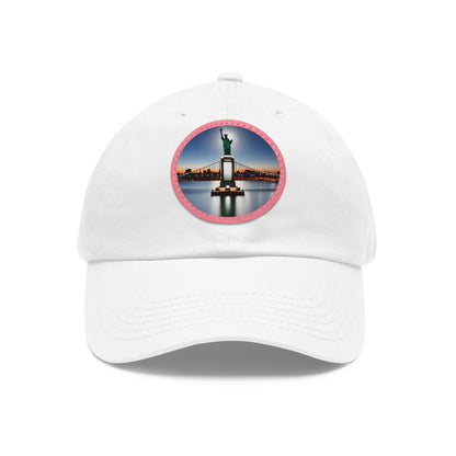 New York Dad Hat with Leather Patch (Round)