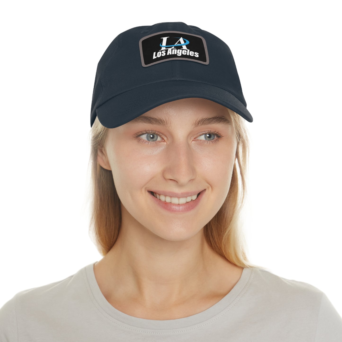 Los Angeles Dad Hat with Leather Patch (Rectangle)