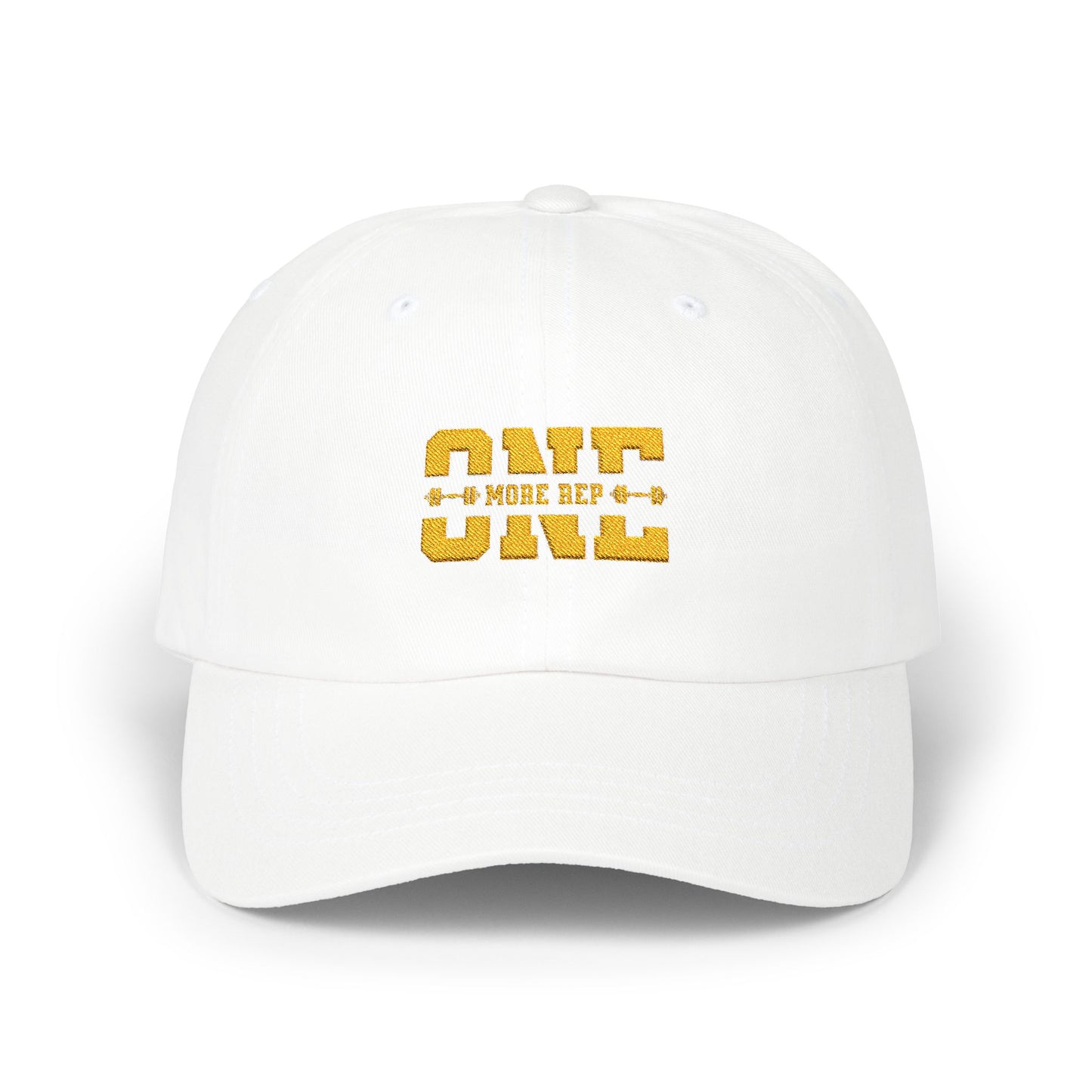 Timeless stylish with the "One More Rep" Embroidered Dad Cap