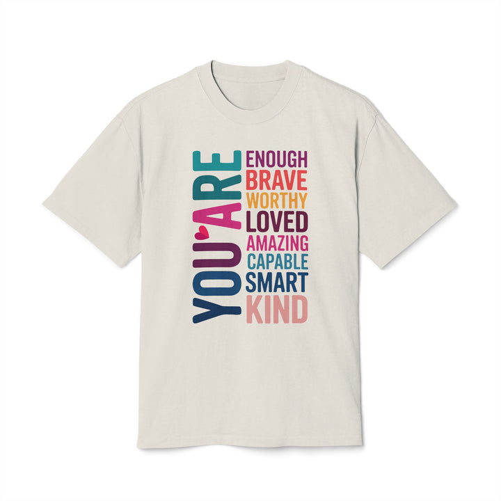 Positive Affirmation Tee in Faded Bone, front view
