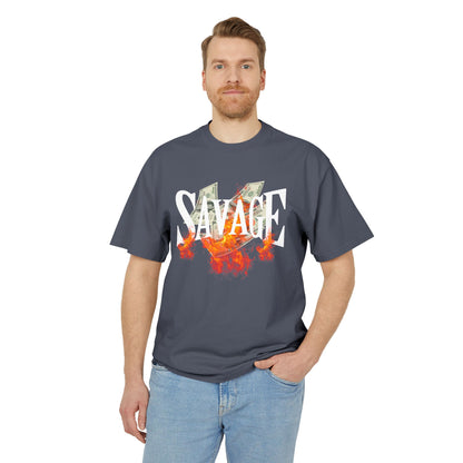 Savage Vibes Unisex Heavy Faded Tee | Trendy Graphic Shirt for Casual Wear, Street Style, Gift for Him/Her