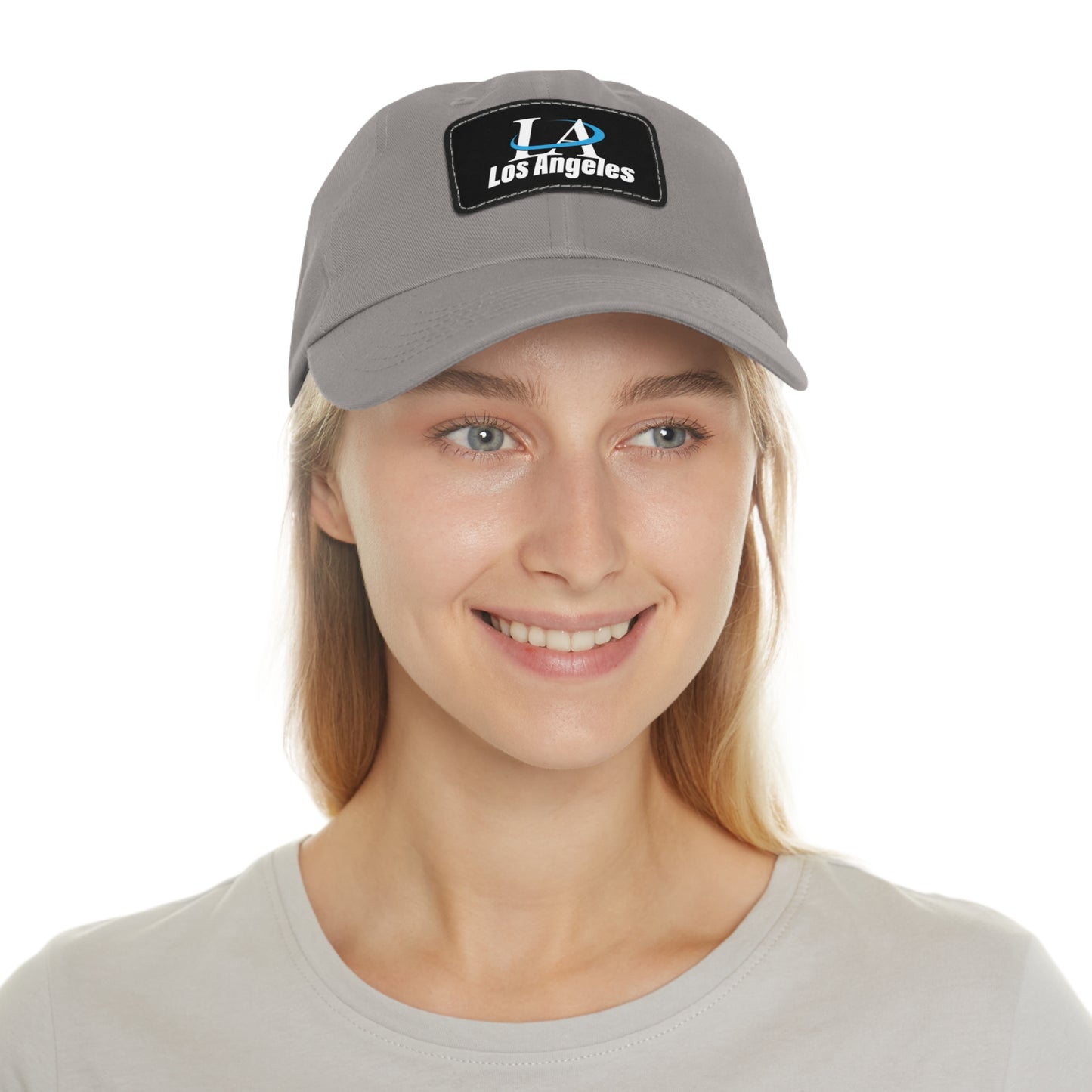 Los Angeles Dad Hat with Leather Patch (Rectangle)