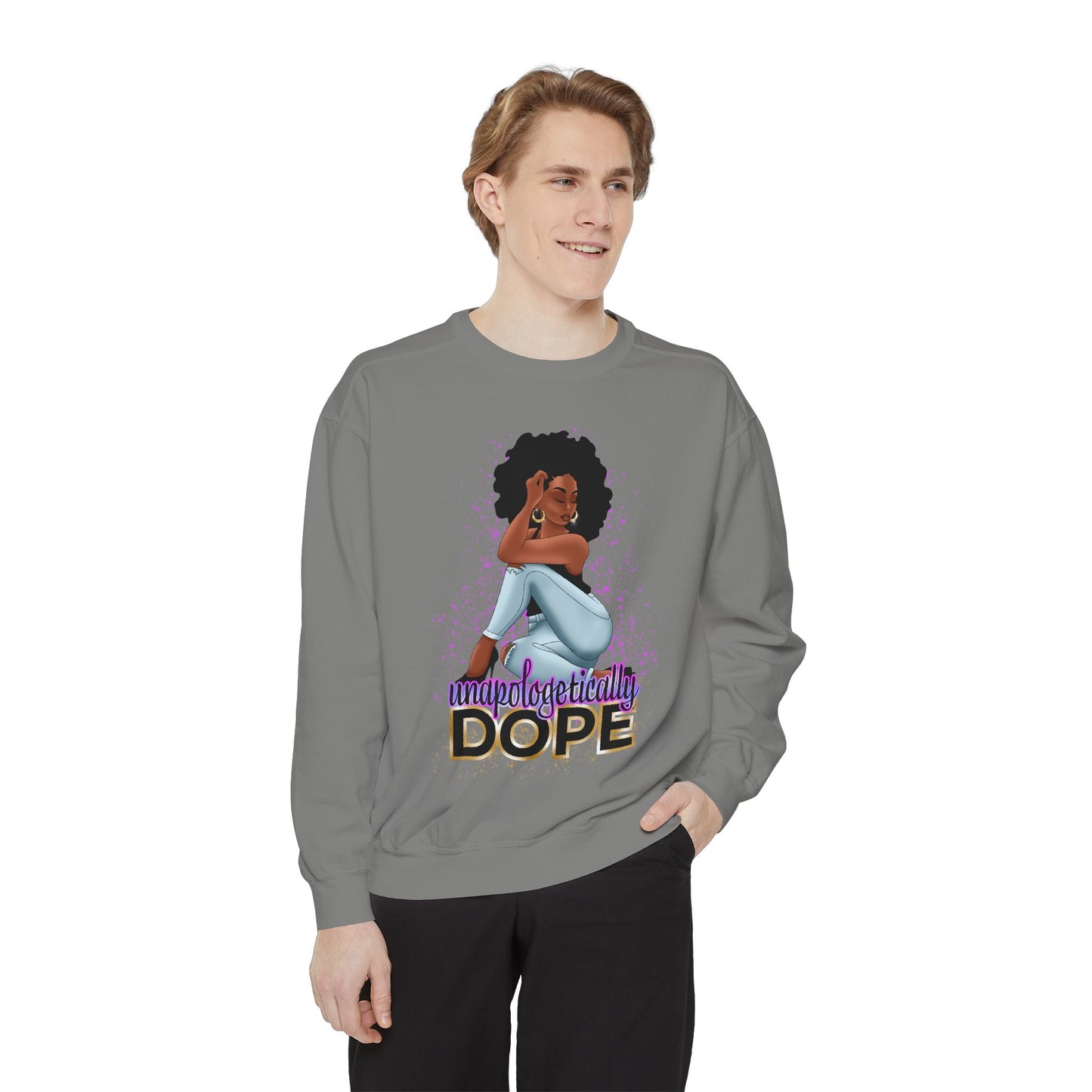 Unisex Garment-Dyed Sweatshirt With Dope Design