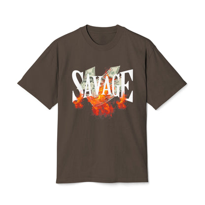Savage Vibes Unisex Heavy Faded Tee | Trendy Graphic Shirt for Casual Wear, Street Style, Gift for Him/Her