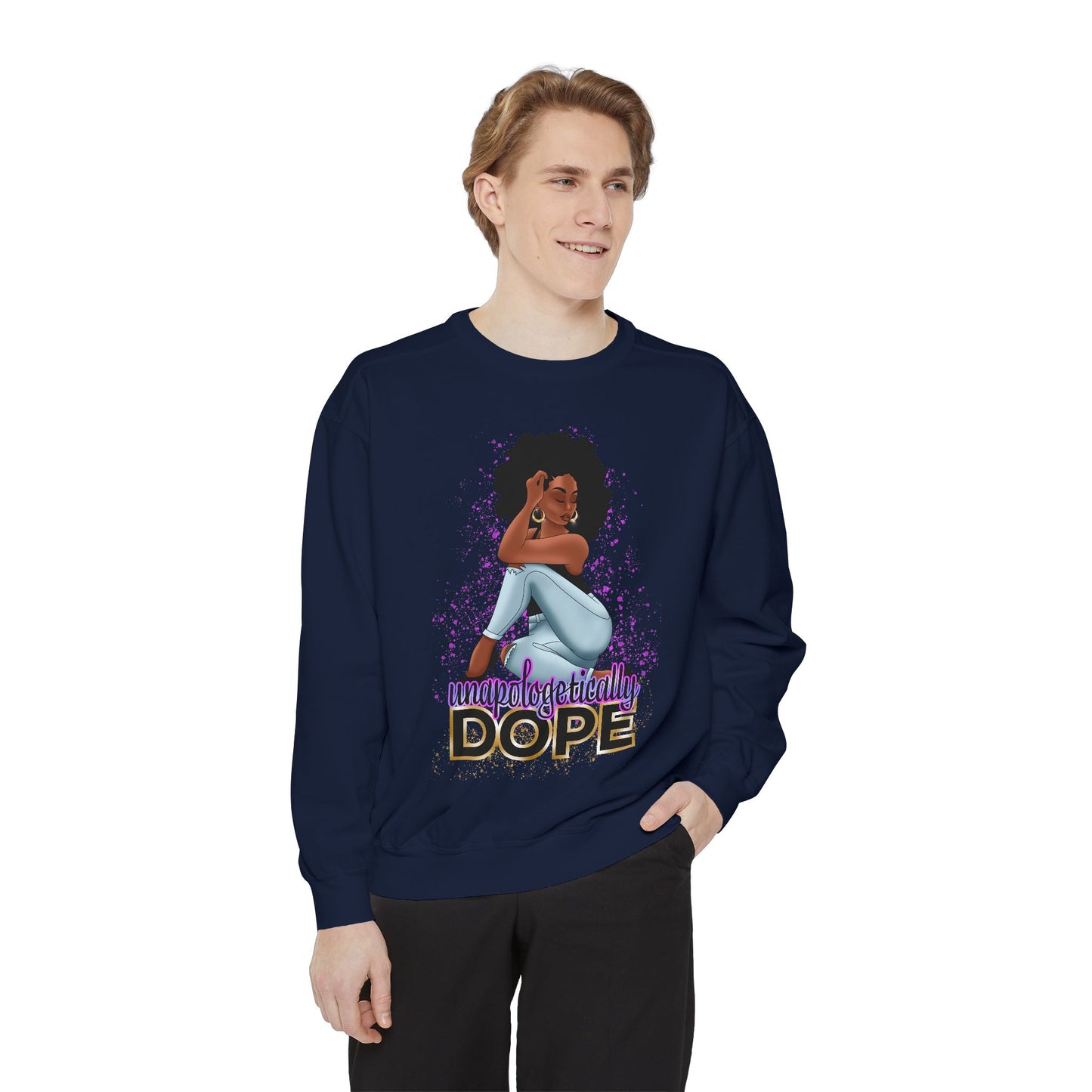 Unisex Garment-Dyed Sweatshirt With Dope Design