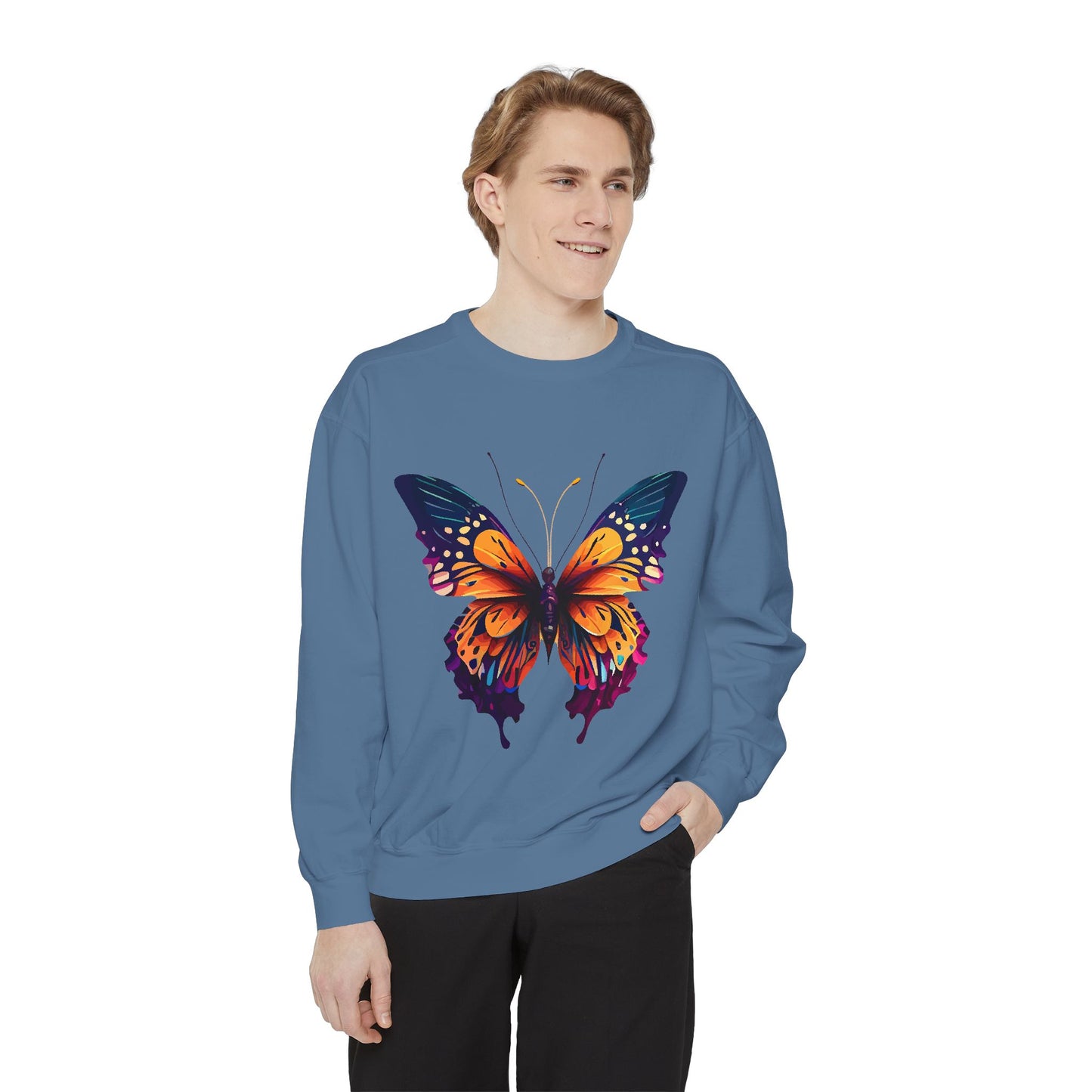 Unisex Garment-Dyed Butterfly Sweatshirt