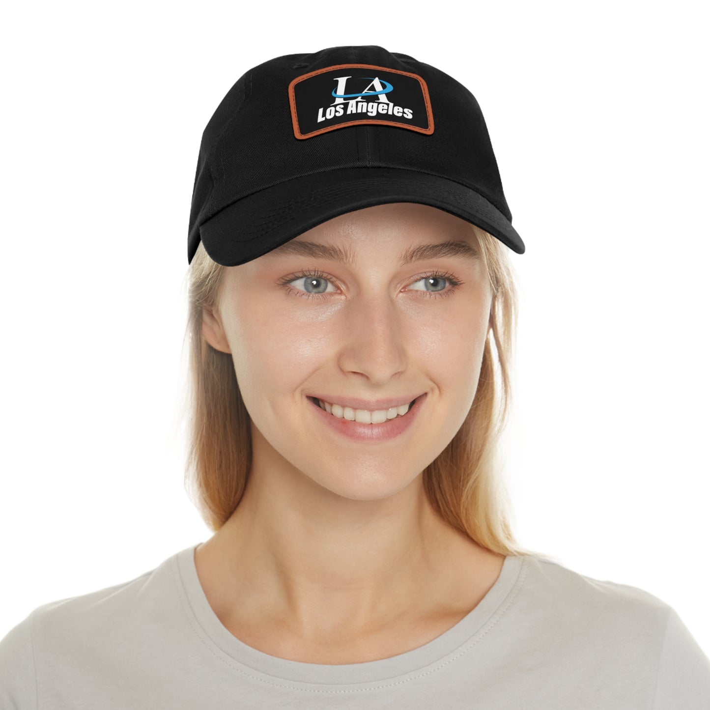 Los Angeles Dad Hat with Leather Patch (Rectangle)