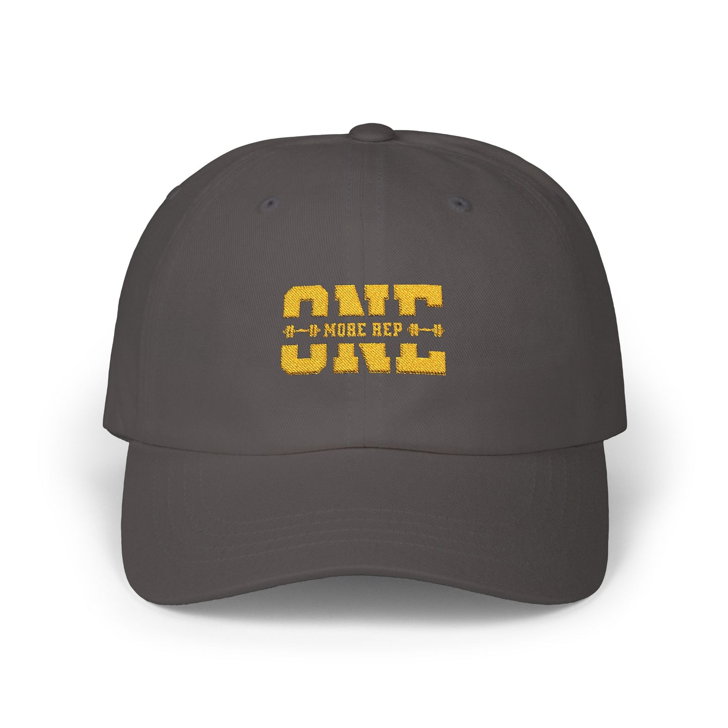 Timeless stylish with the "One More Rep" Embroidered Dad Cap