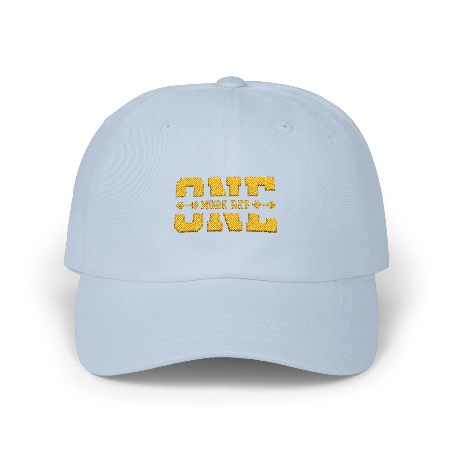 Timeless stylish with the "One More Rep" Embroidered Dad Cap