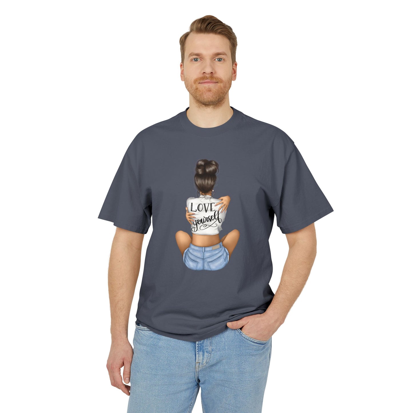 Love Yourself Unisex Heavy Faded Tee, Casual T-Shirt, Self-Love Gift, Motivational Apparel, Everyday Wear, Summer Casual Top