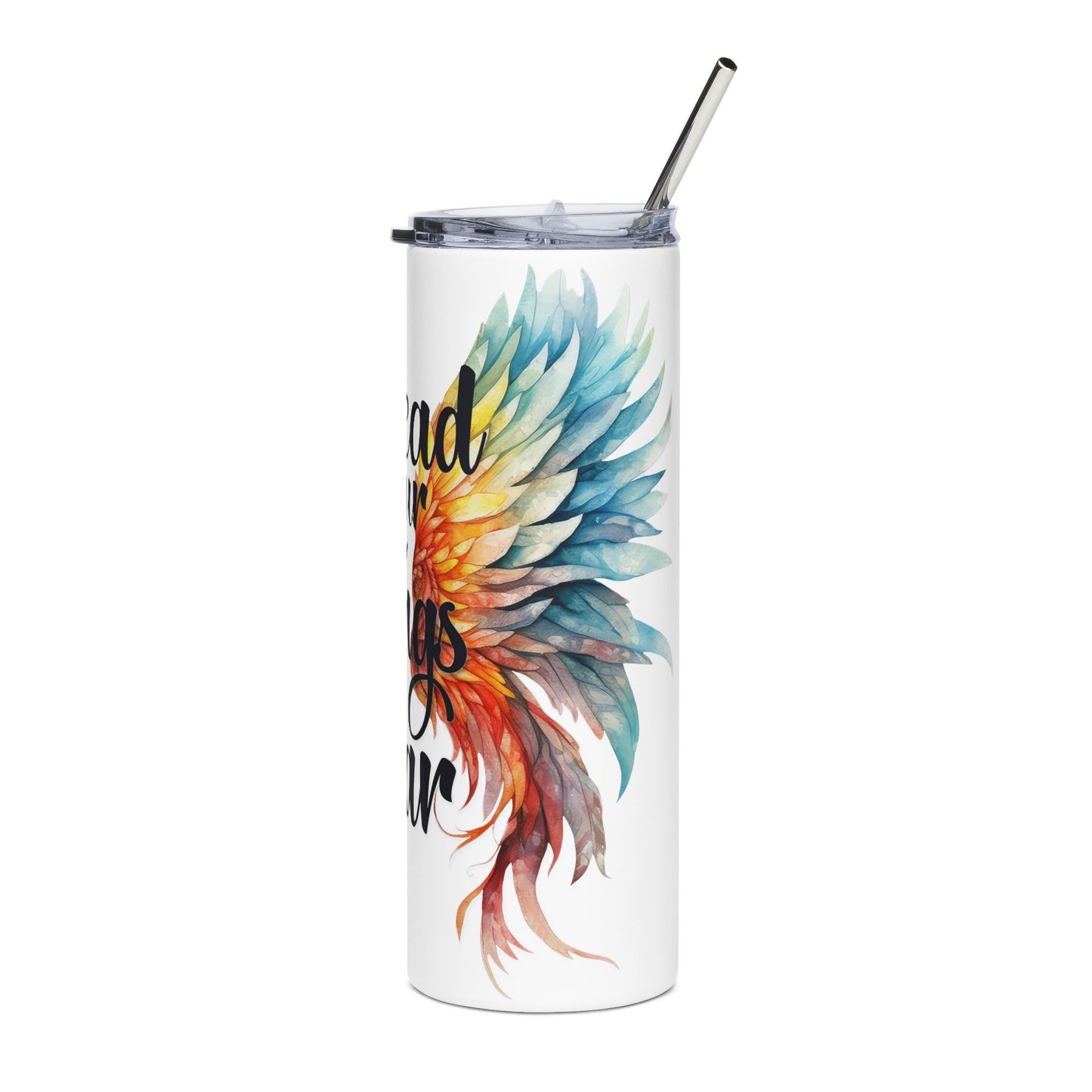 Inspirational Stainless Steel Tumbler - Spread Your Wings and Soar, Travel Mug, Motivational Drinkware, Gift for Her, Modern Home Decor