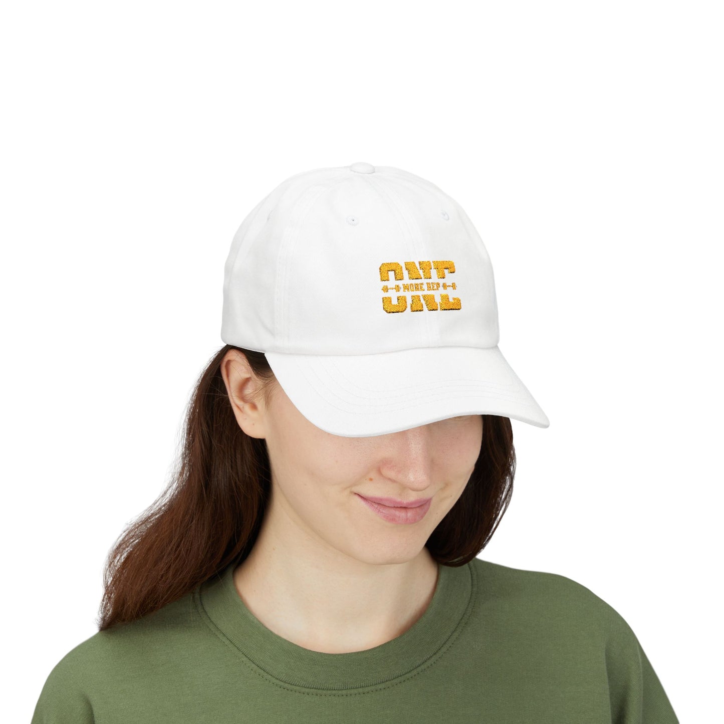 Timeless stylish with the "One More Rep" Embroidered Dad Cap