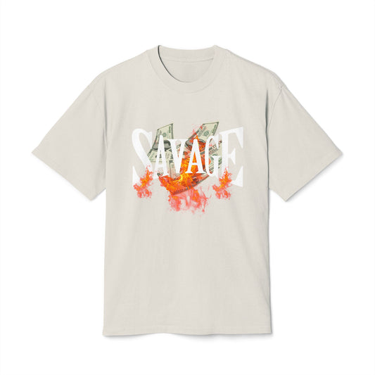 Savage Vibes Unisex Heavy Faded Tee | Trendy Graphic Shirt for Casual Wear, Street Style, Gift for Him/Her