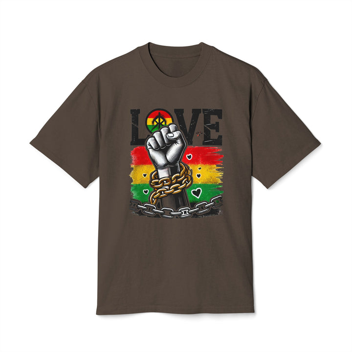 Love &amp; Freedom Graphic Tee in Faded Brown, front view