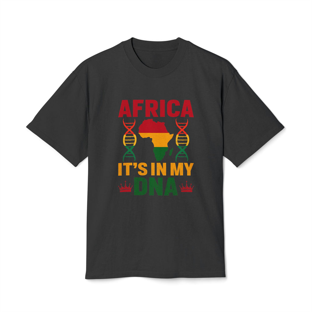 Africa Is in My DNA Tee in Faded Black, front view