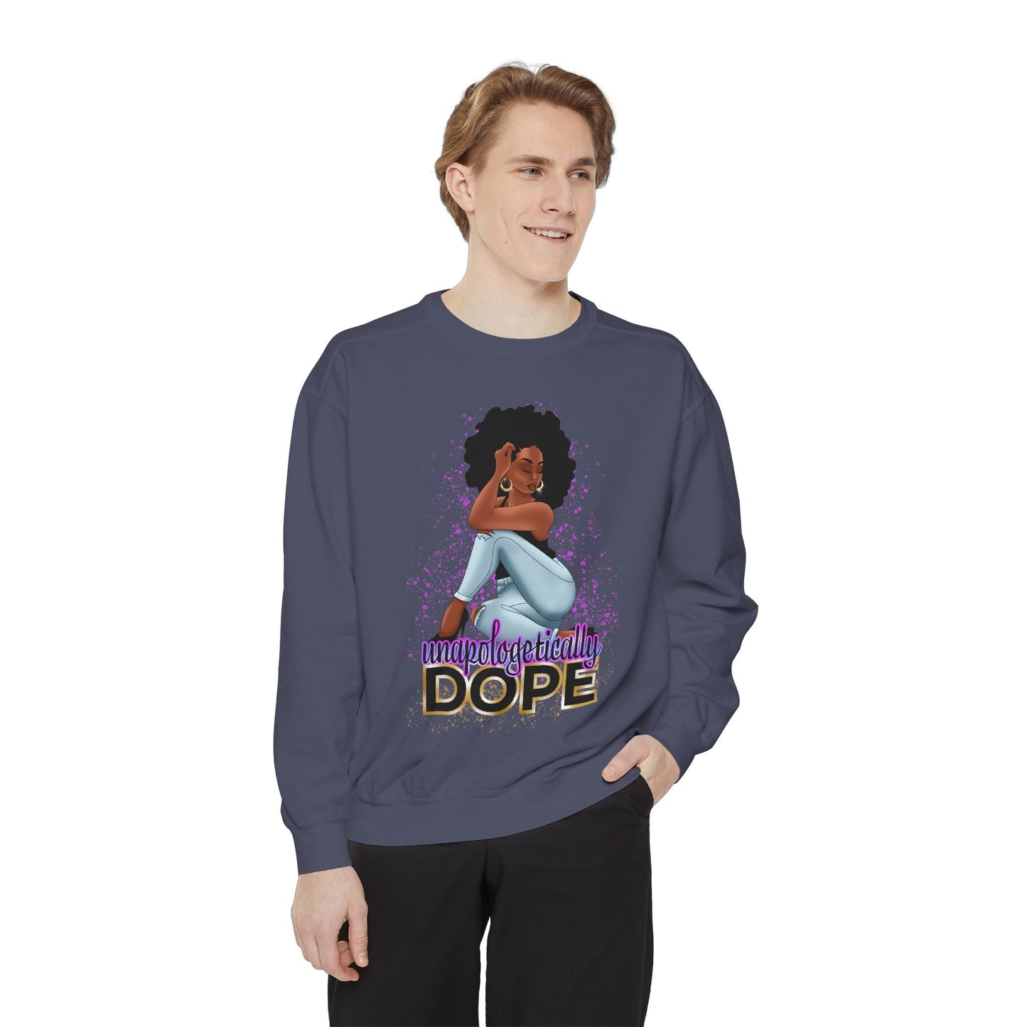 Unisex Garment-Dyed Sweatshirt With Dope Design