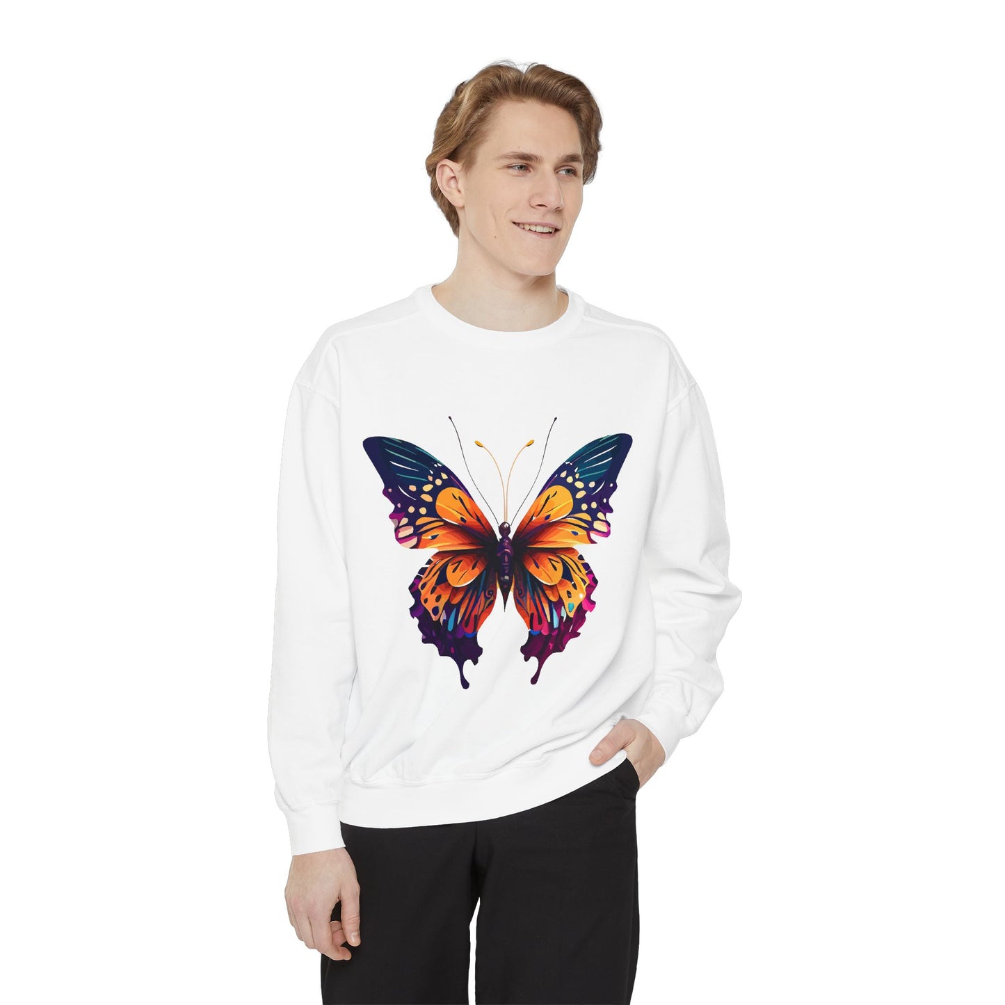 Unisex Garment-Dyed Butterfly Sweatshirt